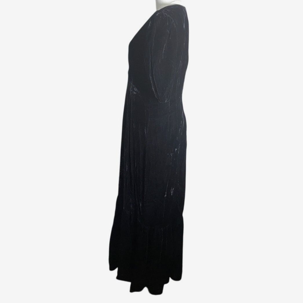 RHODE RHODE Black Velvet W/ Ruffle Hem MAXI DRESS Size 12 Lined Size XL / US 12-14 / IT 48-50 - 6 Thumbnail