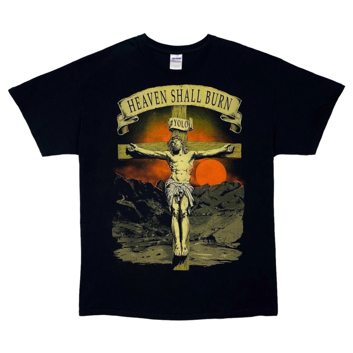 Band Tees Heaven Shall Burn Jesus Crucifix Yolo Black T-Shirt Size US XL / EU 56 / 4 - 3 Thumbnail