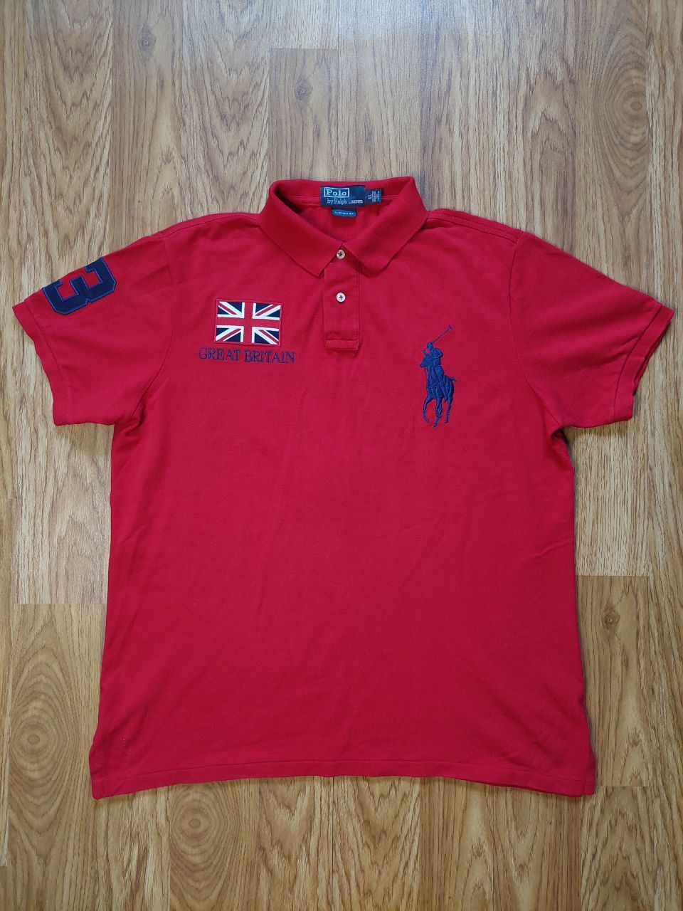 Pre-owned Polo Ralph Lauren X Ralph Lauren Polo Ralph Laurent Great Britain Luxury Streetwear Polo Tee In Red