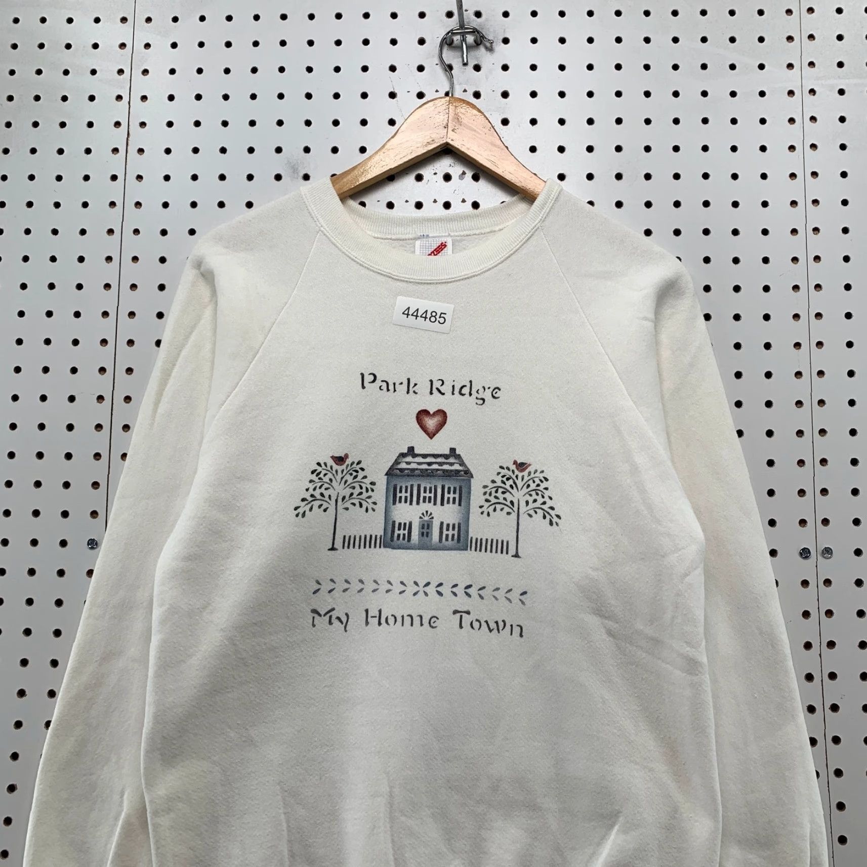 Jerzees VINTAGE Jerzees Park Ridge Sweatshirt Men M White 90s Graphic Pullover Crew Neck Mindful My Home Town USA Made Size US M / EU 48-50 / 2 - 2 Thumbnail
