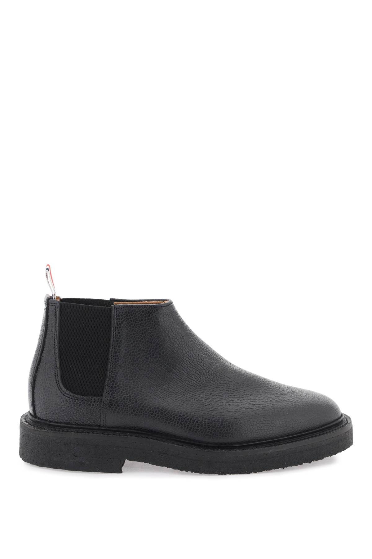 image of Thom Browne Mid Top Chelsea Ankle Boots in Black, Men's (Size 7)
