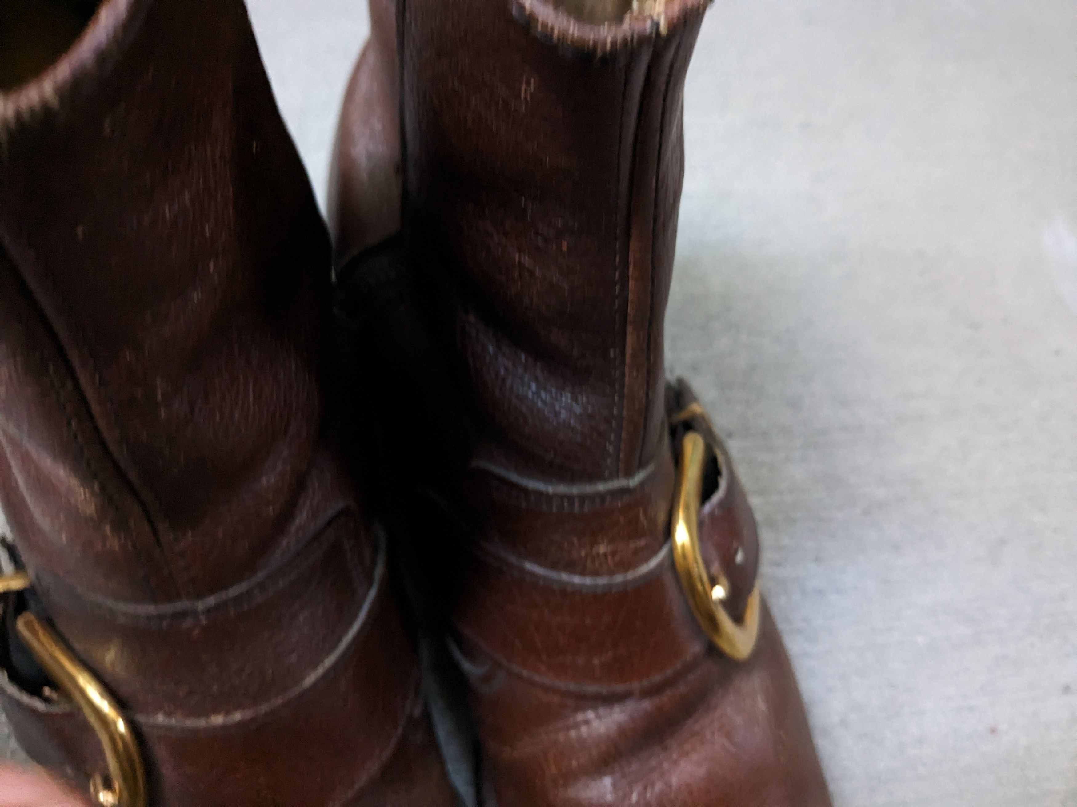 Genuine Leather Vintage Leather Side Zip Boots Brown 8.5 Buckle Botas Size US 8.5 / EU 41-42 - 7 Thumbnail