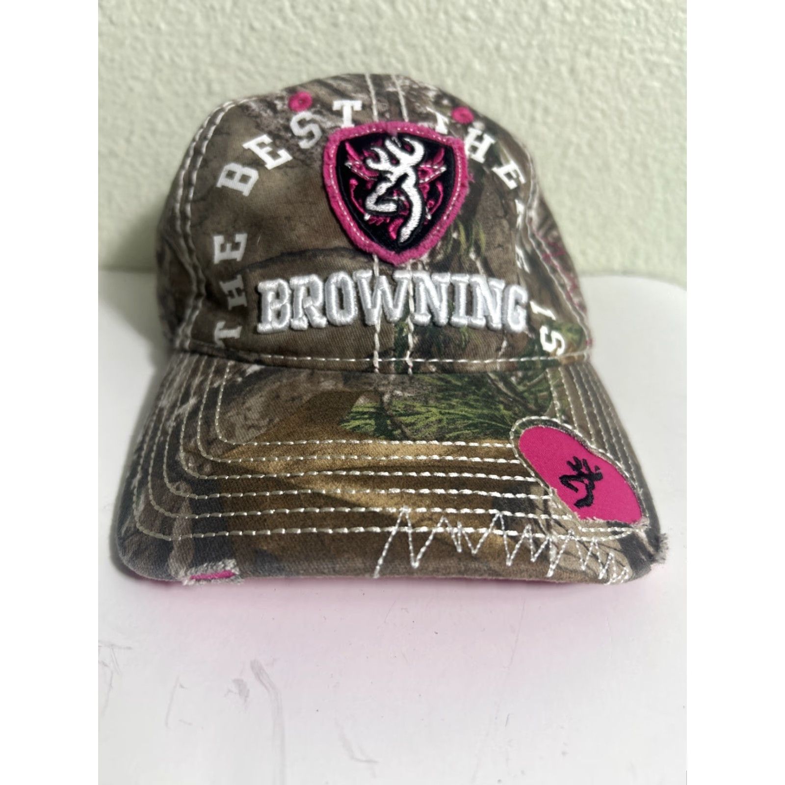Vintage Browning Cotton Womens One Size Adjustable Camo Pink Baseball Hat Cap Size ONE SIZE - 5 Thumbnail