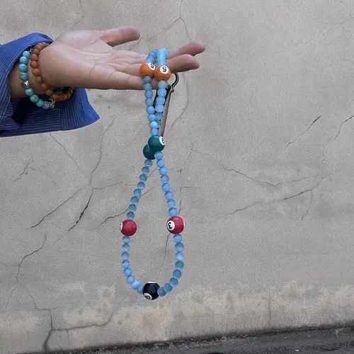 Jewelry 8 Ball Blue Long Wallet Chain, Pants Chain Size ONE SIZE - 5 Thumbnail