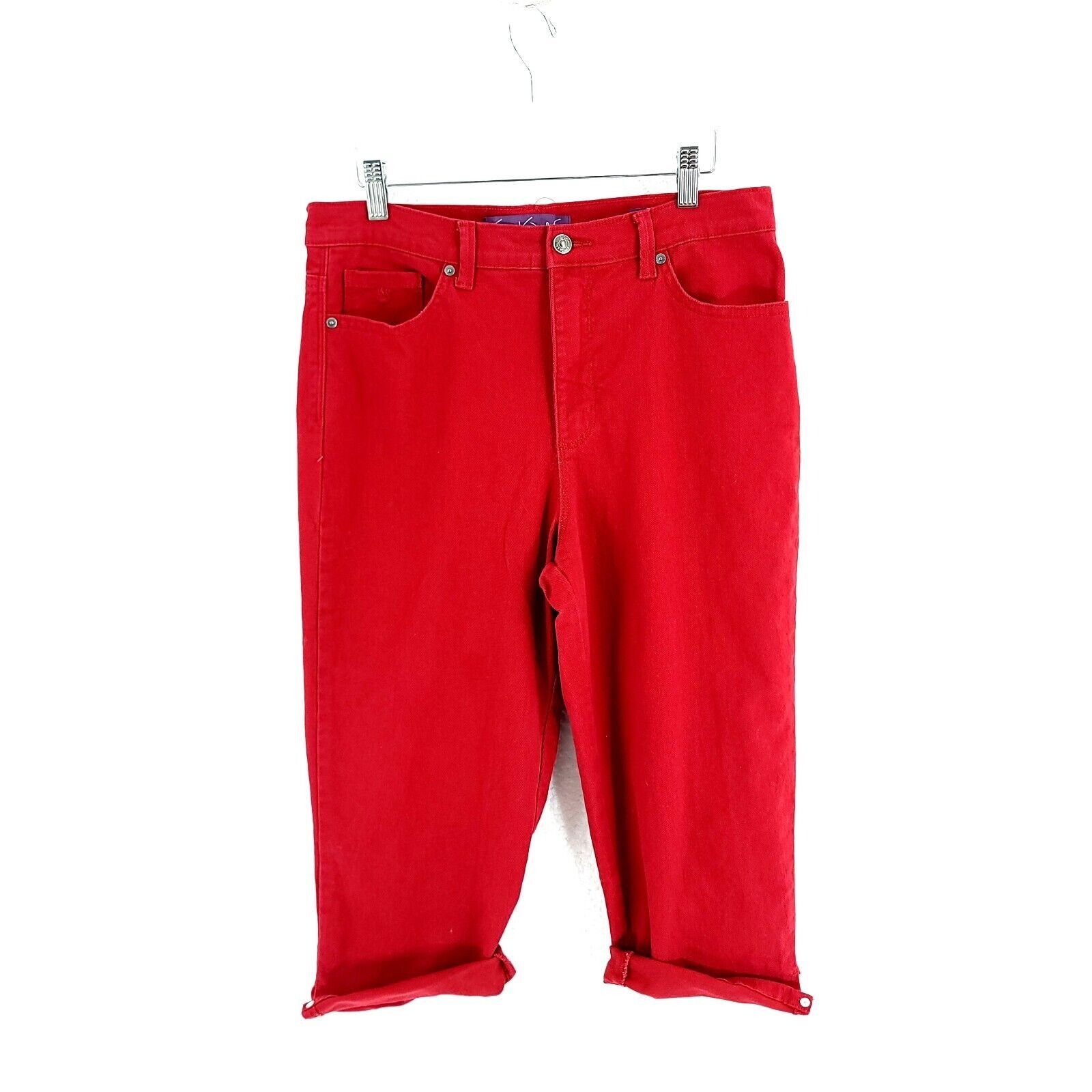 Gloria Vanderbilt Gloria Vanderbilt Red Roll-Up Capri Denim High Rise Jeans Am Size 32" / US 10 / IT 46 - 1 Thumbnail