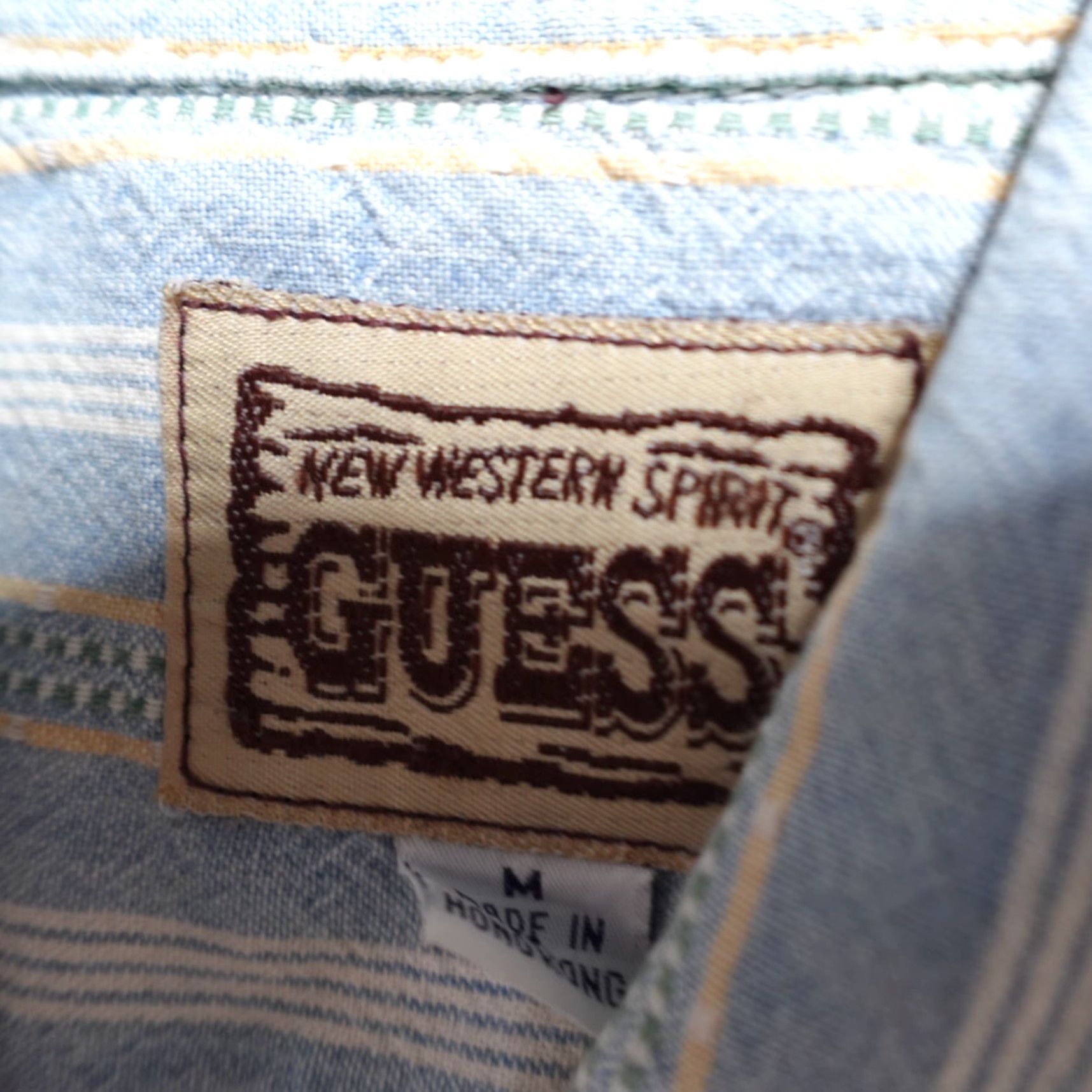 Vintage VINTAGE Guess Shirt Western Chambray Button-Down Striped Blue M Men Size US M / EU 48-50 / 2 - 3 Thumbnail