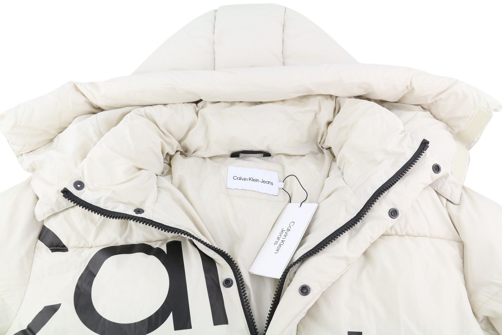 Calvin Klein BOLD DISRUPTED LOGO L White Insulated Quilted Hooded 86401 Size US L / EU 52-54 / 3 - 5 Thumbnail