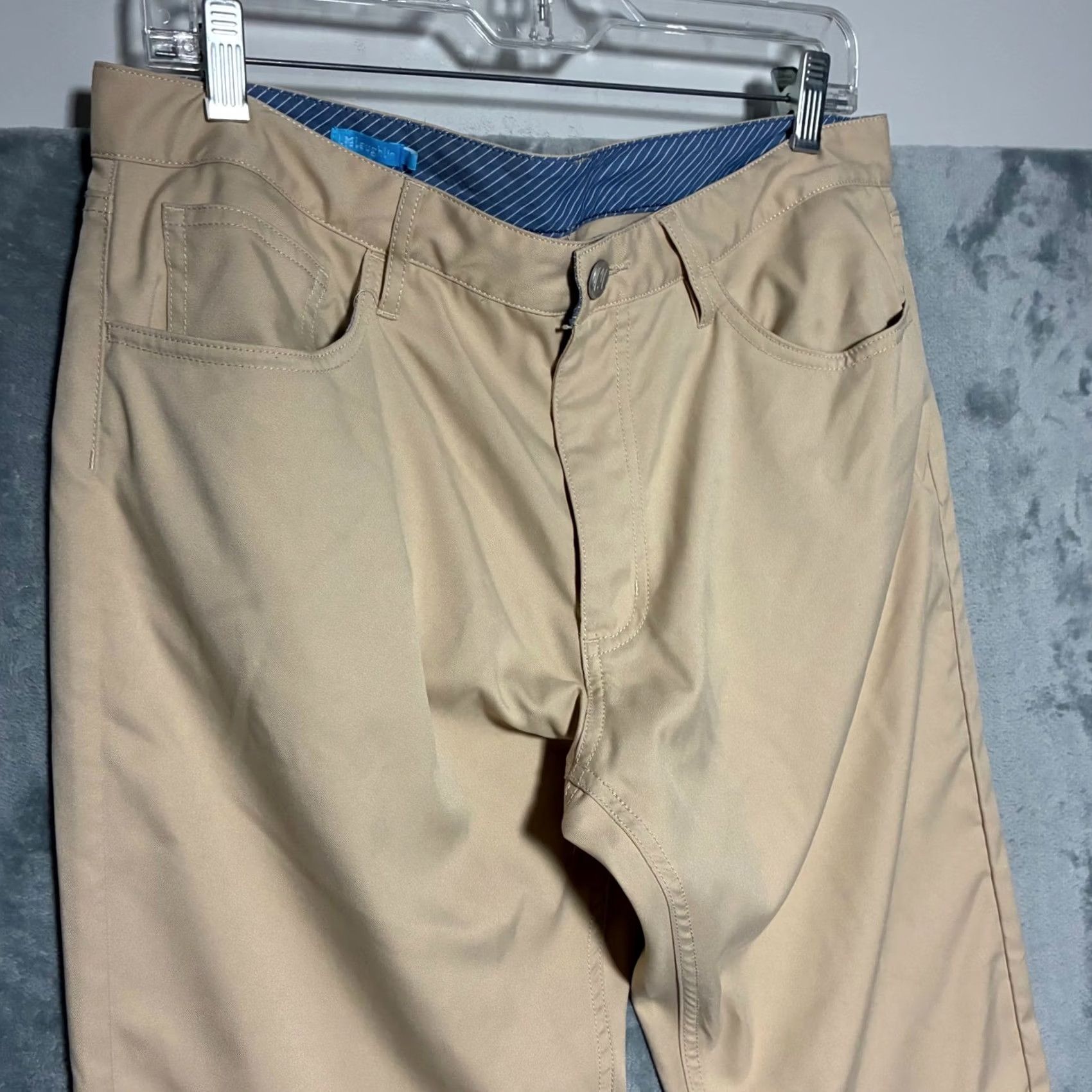 J.McLaughlin J.McLaughlin Recycled Polyester 5-Pocket Performance Pants Mens 33 Khaki Tan Size US 33 - 3 Thumbnail