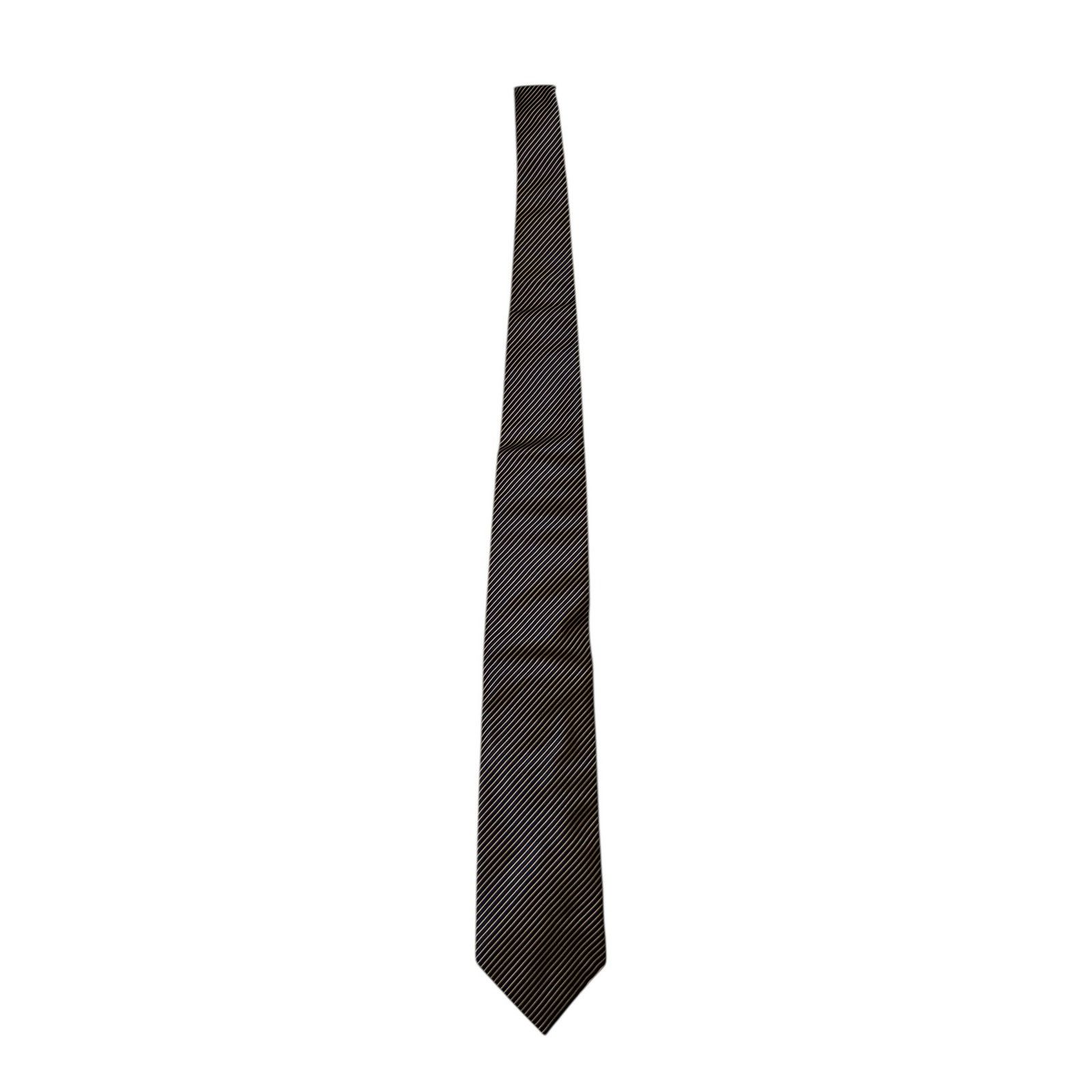 Alfred Dunhill DUNHILL Navy Blue Yellow Diagonal Stripe Tie 100% Silk Size ONE SIZE - 4 Thumbnail