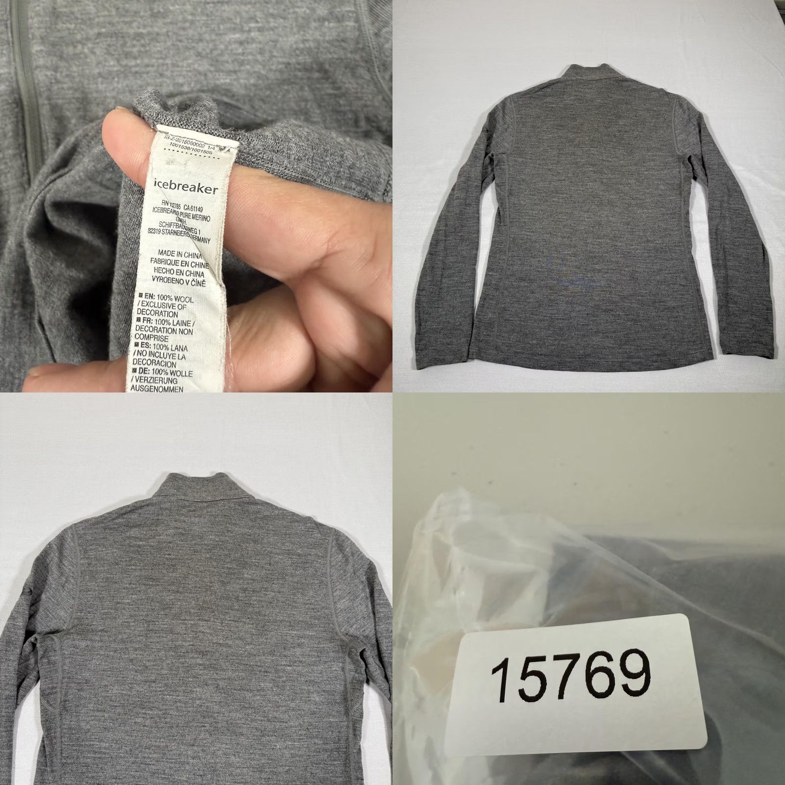 Icebreaker Icebreaker Shirt Mens Small Gray Merino Wool 1/4 Zip Sweater Base Layer Hike Size US S / EU 44-46 / 1 - 8 Thumbnail