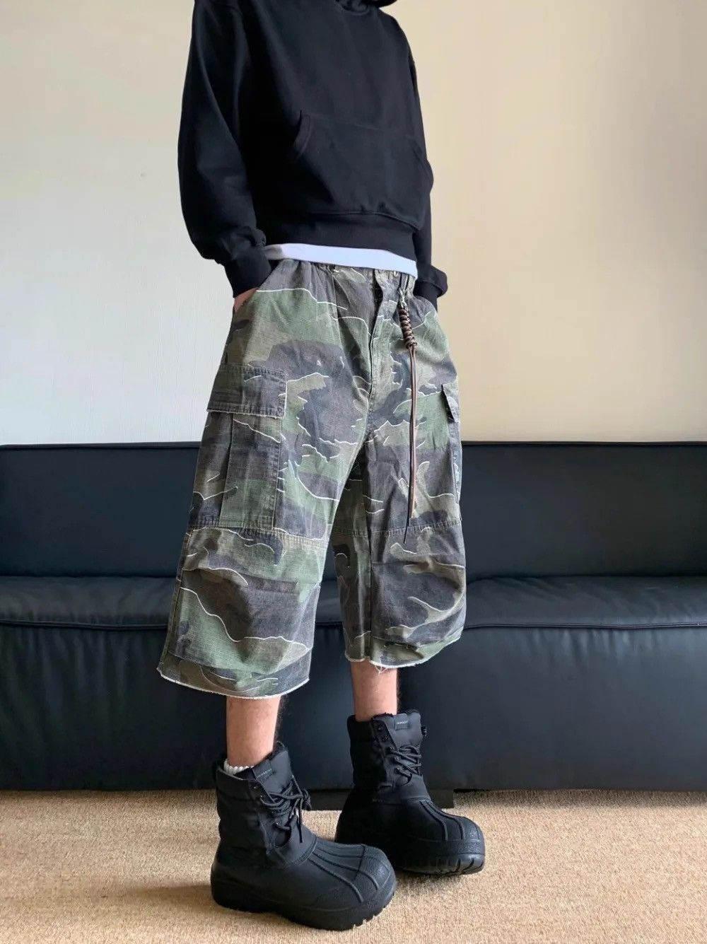 Streetwear Washed Retro Camouflage Baggy Jorts Shorts