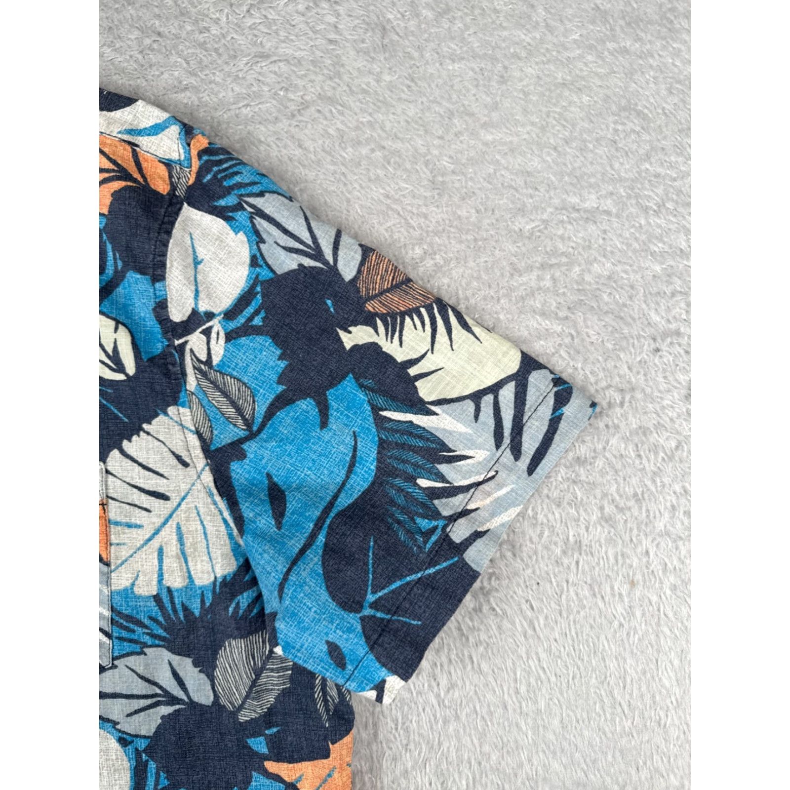 Vintage St. Johns Bay Shirt Men 2XL Blue Floral Palm Leaf Hawaiian 100% Cotton Button-Up Size US XXL / EU 58 / 5 - 2 Thumbnail
