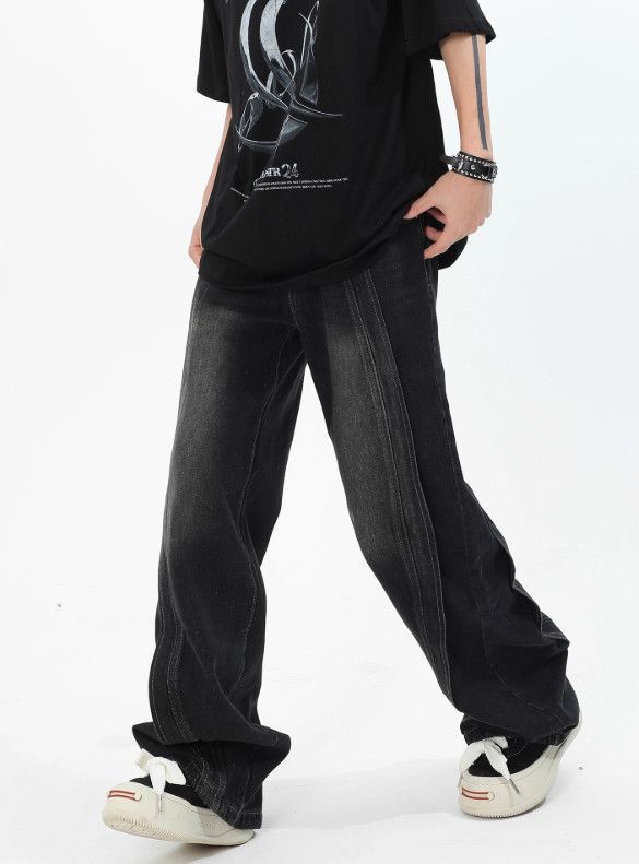 Japanese Brand Men's loose distressed wide-leg straight-leg patchwork jeans Size US 32 / EU 48 - 1 Thumbnail