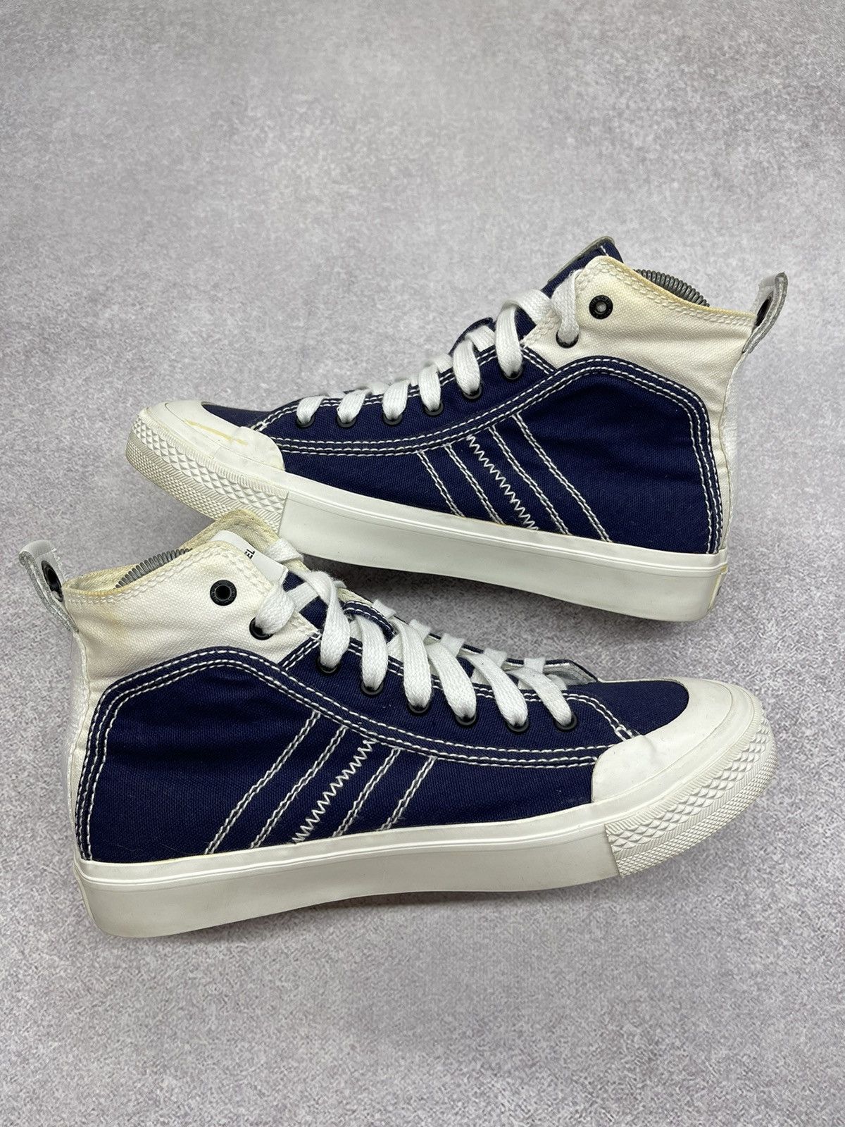 Diesel Mens Diesel Astico Mid Lace Sneaker Navy/White Y2K Size US 7.5 / EU 40-41 - 3 Thumbnail