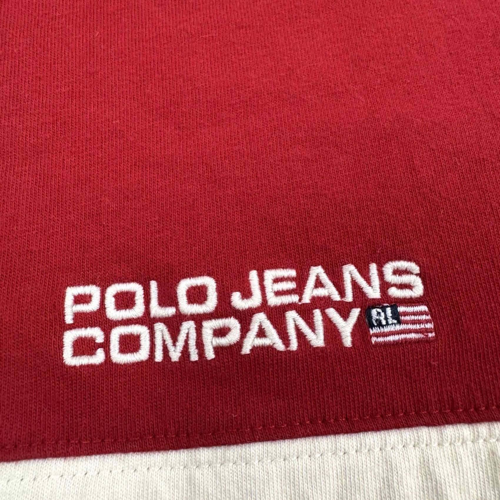 Polo Ralph Lauren VINTAGE Polo Jeans Company T Shirt Adult Medium Striped Hipster 90s Y2K Red Cotton Polo Ralph Lauren Mens T-Shirt Crew Neck Short Sleeve) Size US M / EU 48-50 / 2 - 4 Thumbnail