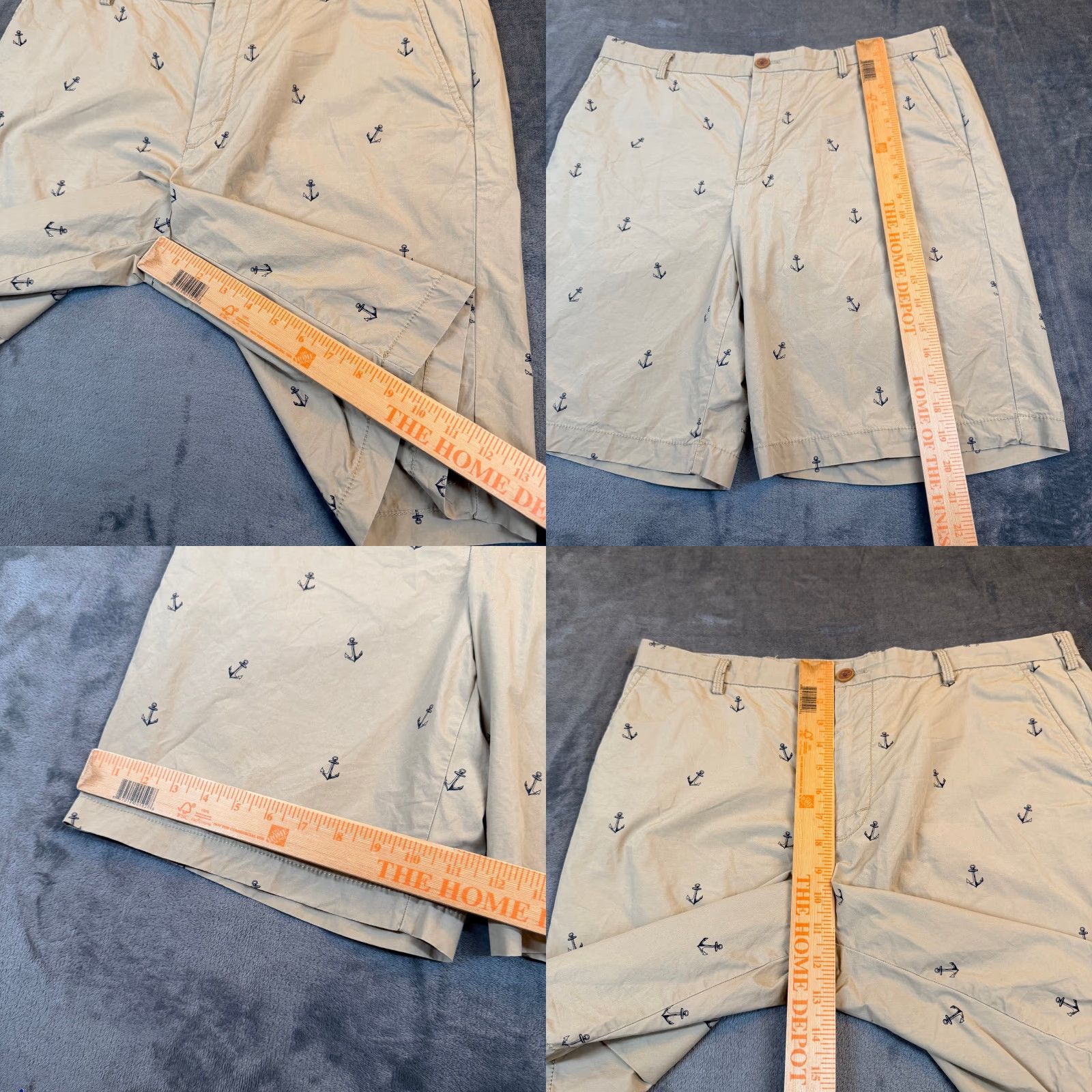 Izod VINTAGE IZOD Saltwater Chino Shorts Mens 34 Tan Khaki Anchor Print 9.5 Inseam Cotton Size US 34 / EU 50 - 8 Thumbnail