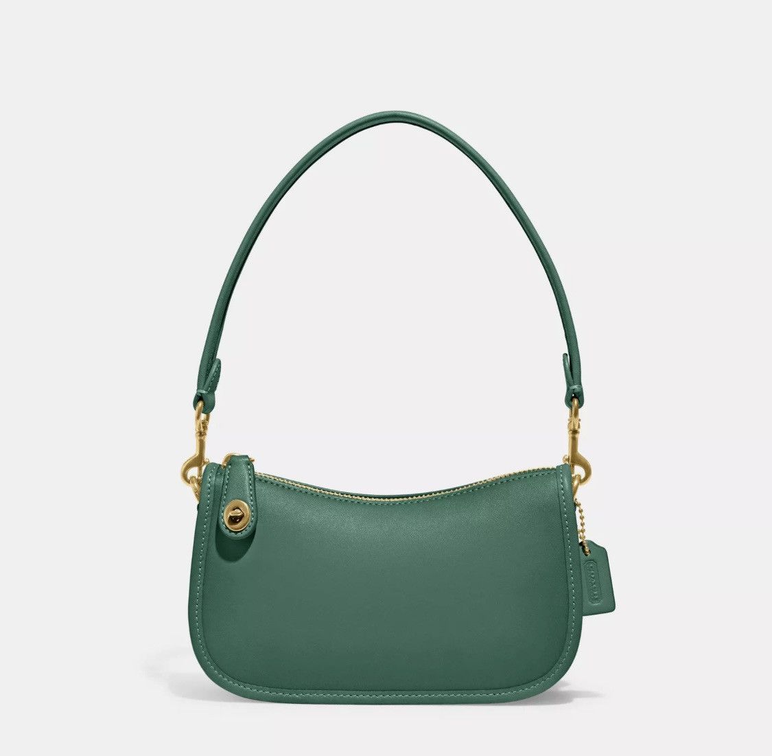 image of Coach Originals Swinger 20 Leather Clutch Shoulder Bag in Green, Women's