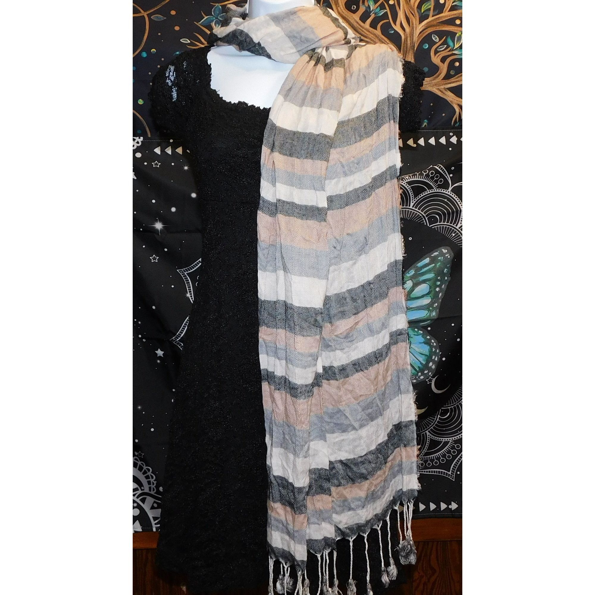 Other Charming Charlie Y2K Striped Lightweight Scarf With Fringe P Size ONE SIZE - 1 Thumbnail