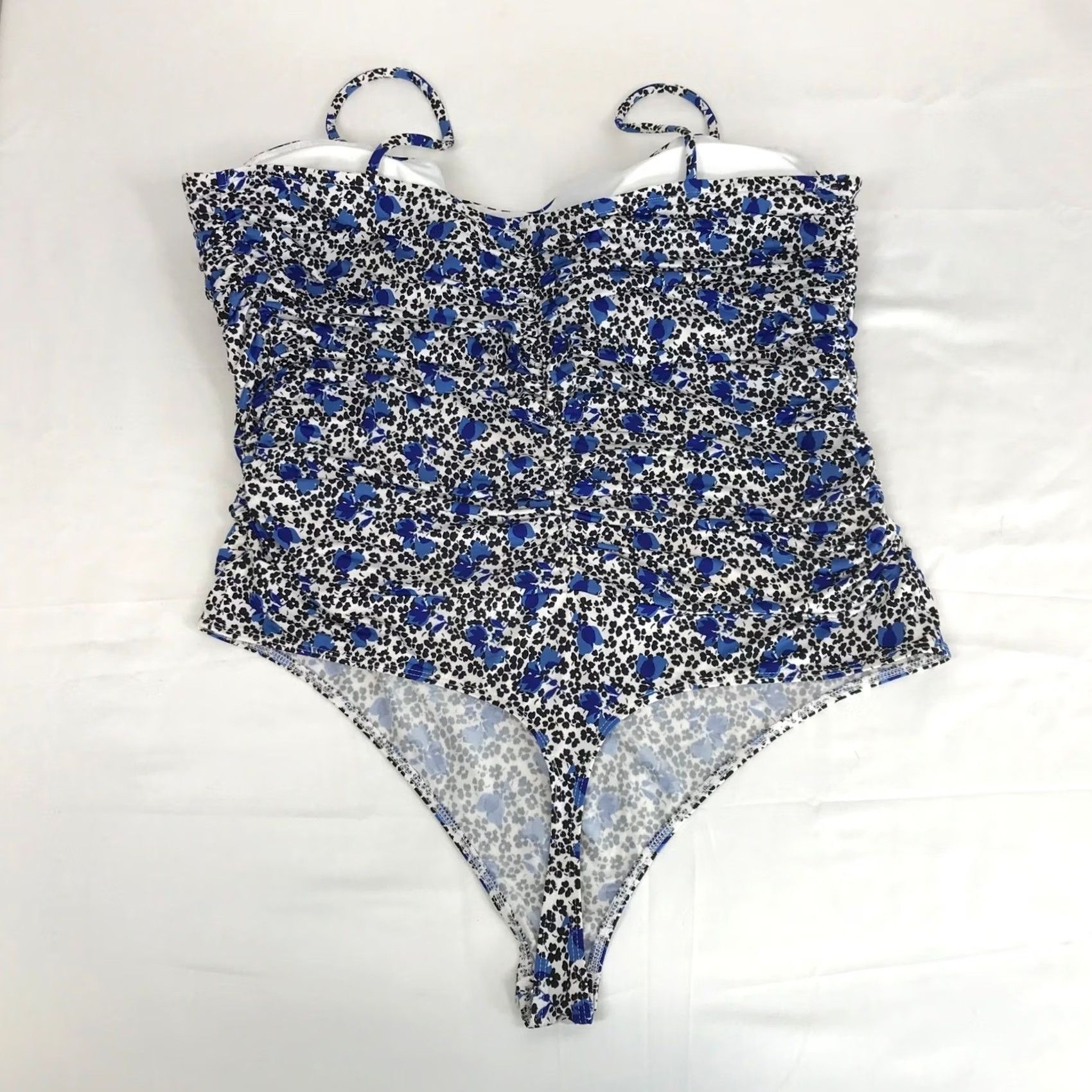 Express Express Body Contour Halter Top XL Blue Black Floral Ruched Sleeveless NWT Size XL / US 12-14 / IT 48-50 - 4 Thumbnail