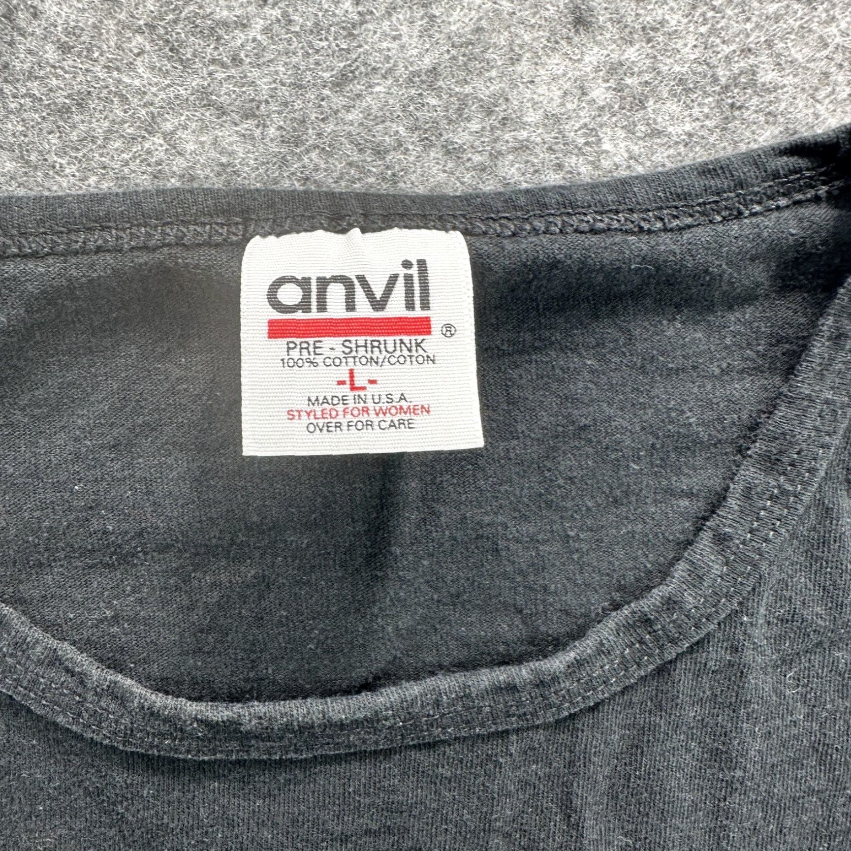 Anvil VINTAGE Anvil Shirt Women's Large Black Dragonfly Graphic 90s Made USA Pre-shrunk 100% Cotton Crew Neck Short Sleeve Size L / US 10 / IT 46 - 6 Thumbnail