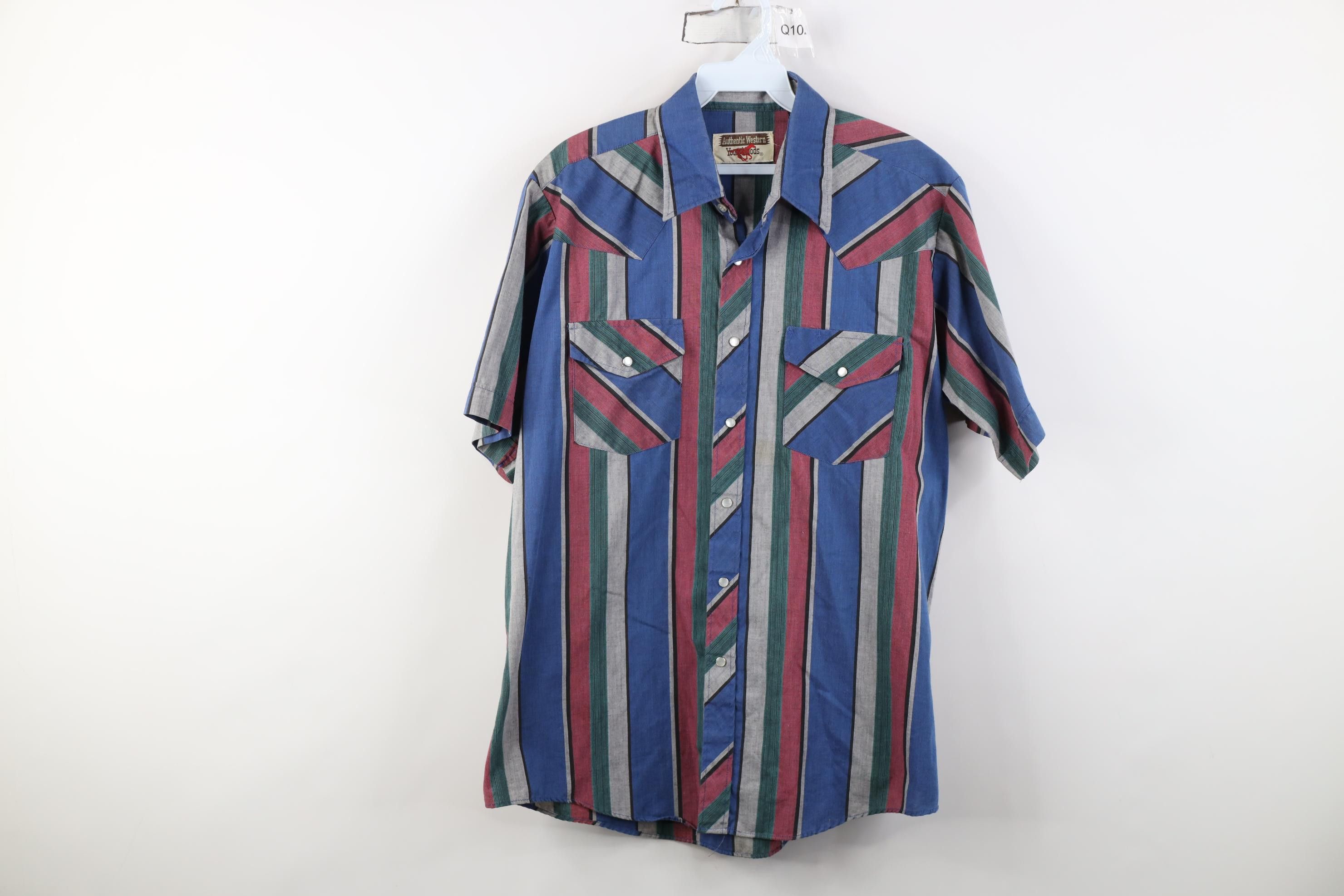 Vintage Vintage 90s Streetwear Striped Western Cowboy Button Shirt Size US L / EU 52-54 / 3 - 1 Thumbnail