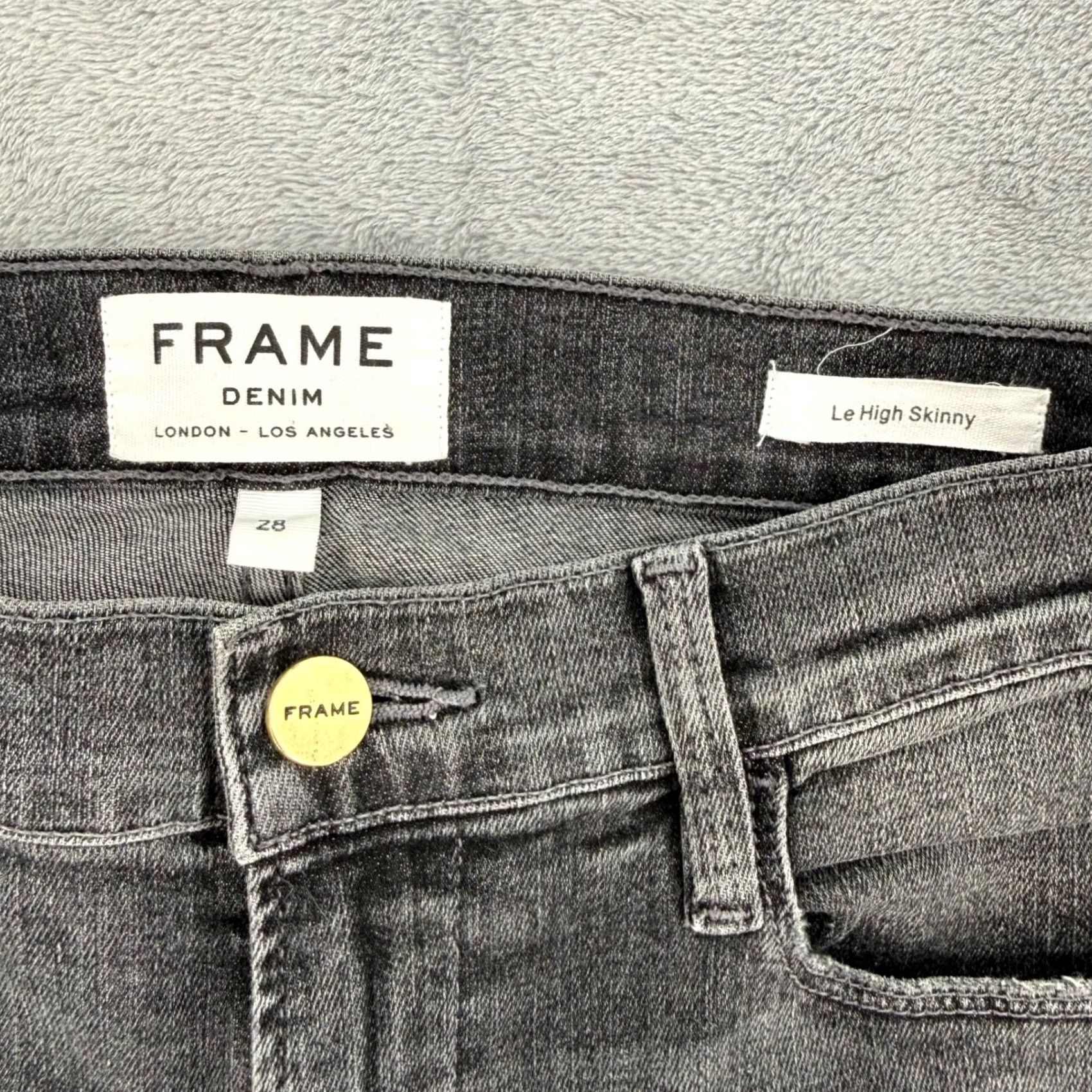 Frame FRAME Denim Le High Skinny Jeans Faded Black Distressed Knee Women's Size 28 Size 28" / US 6 / IT 42 - 5 Thumbnail