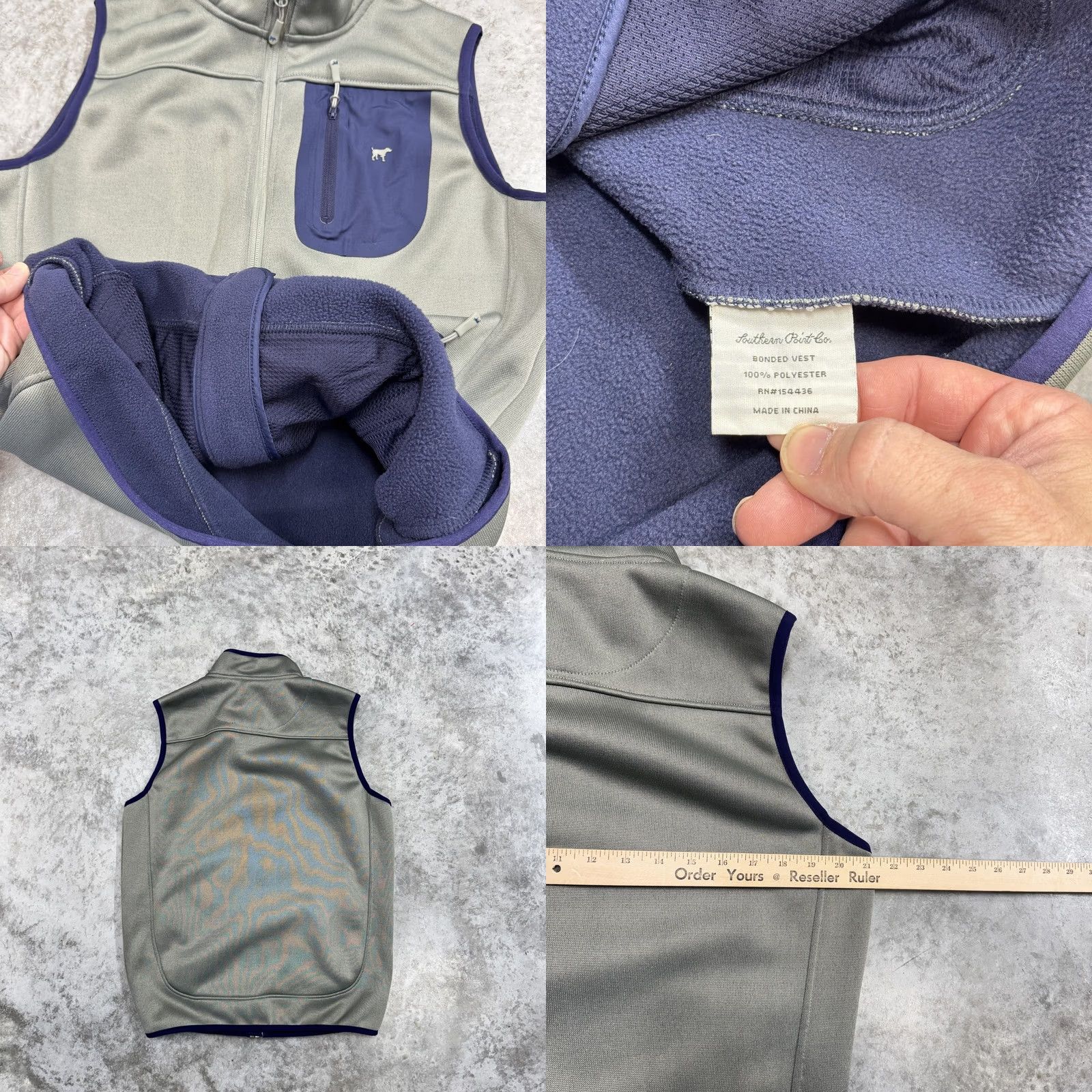 CO Southern Point Co Vest Mens Small Gray Navy Full Zip Pockets Lined Soft Shell Windbreaker Casual Size US S / EU 44-46 / 1 - 8 Thumbnail