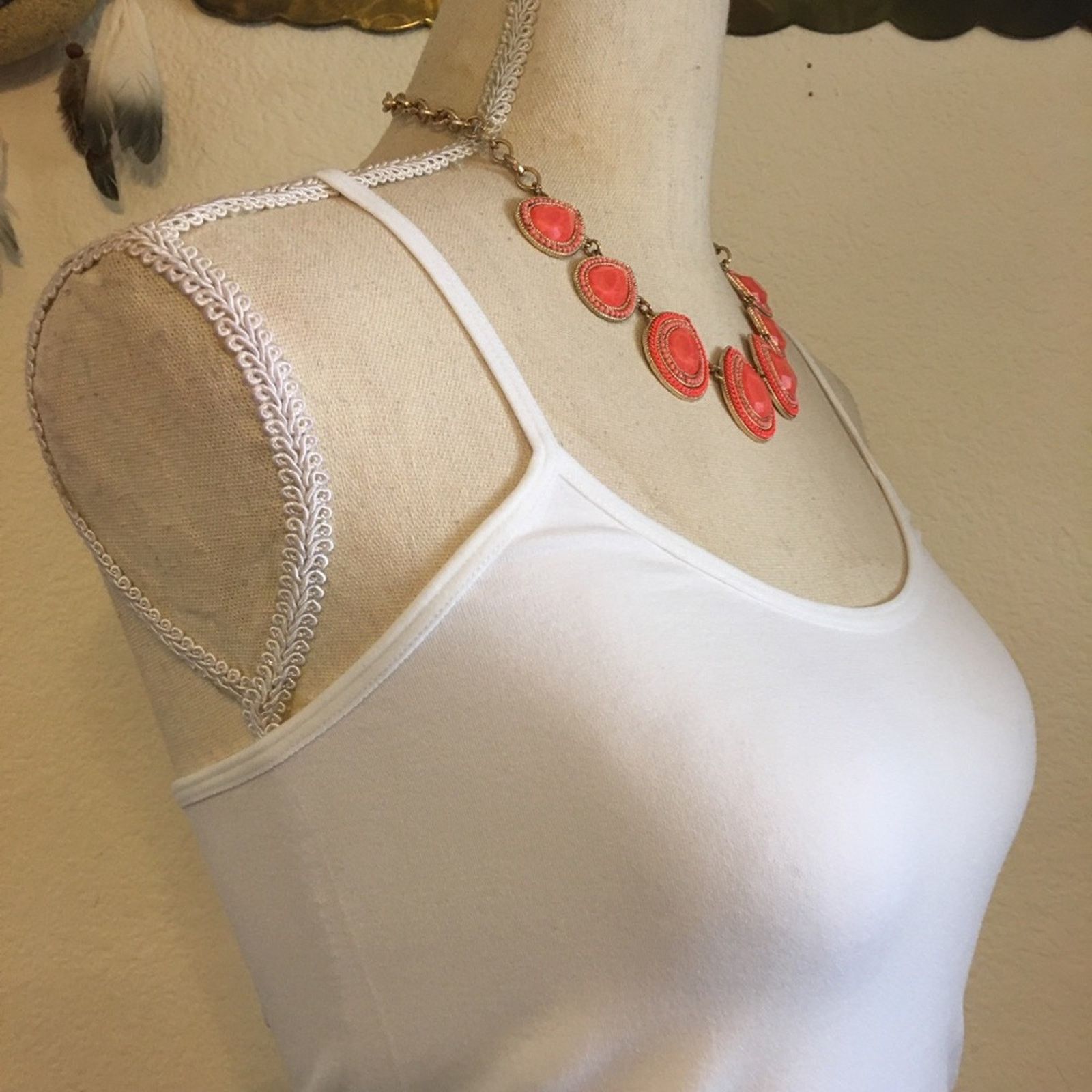 Jewelry Coral tone faceted tear drop statement necklace Size ONE SIZE - 2 Thumbnail
