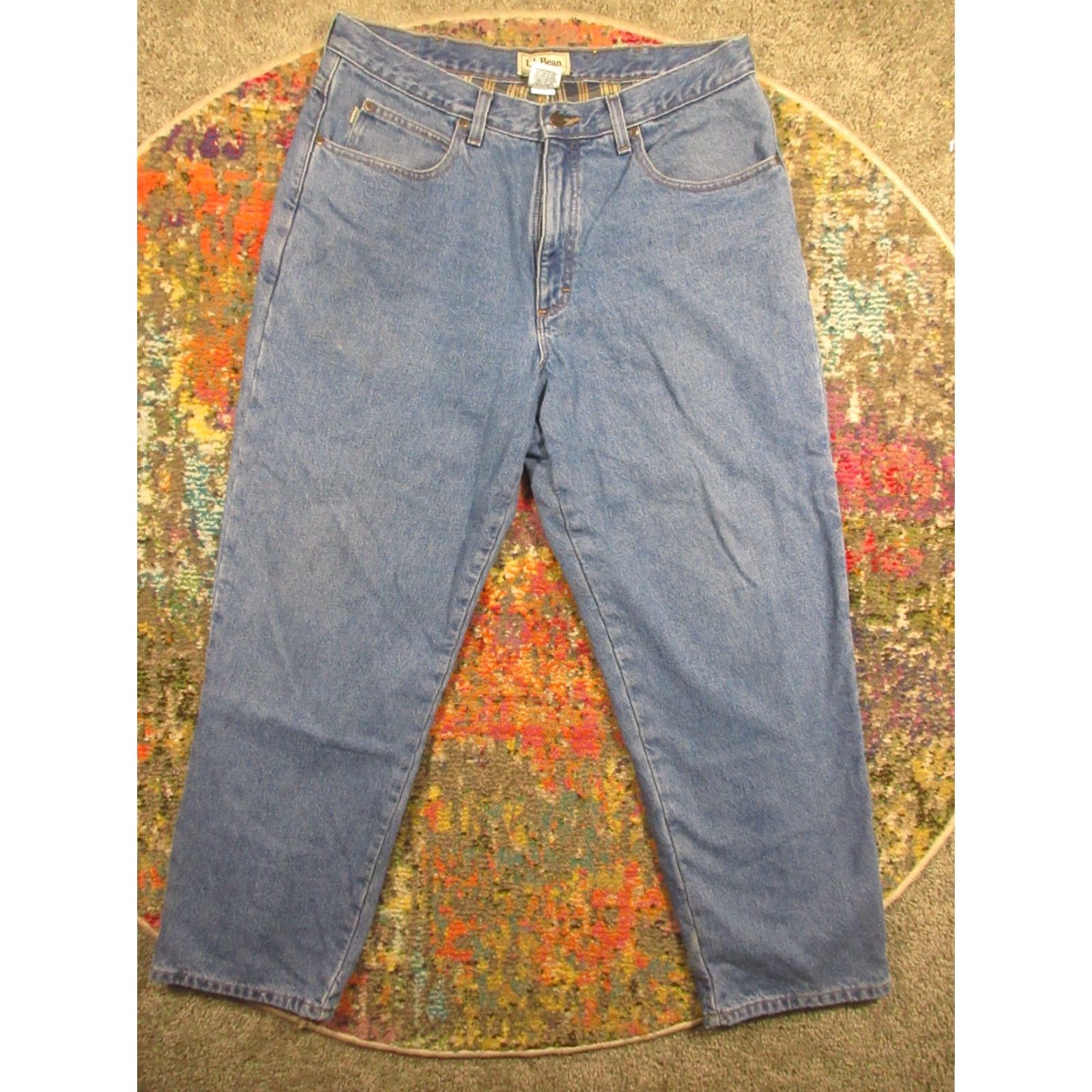 Vintage LL Bean Jeans Mens 36x30 Straight Classic Fit Denim Thermal Lined 5-Pocket Blue Natural USA Outdoor Casual Size US 36 / EU 52 - 2 Thumbnail