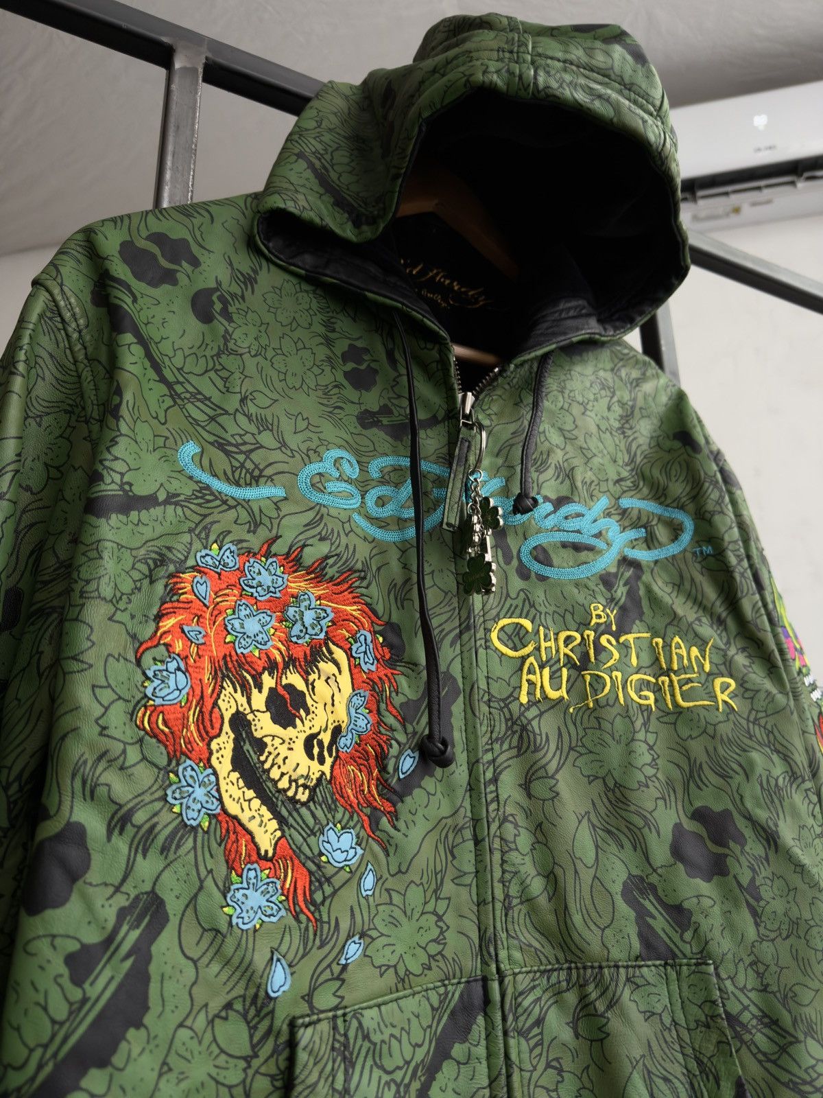 Ed Hardy Vintage Ed Hardy by Christian Audigier Leather Bomber Jacket Size US L / EU 52-54 / 3 - 4 Thumbnail