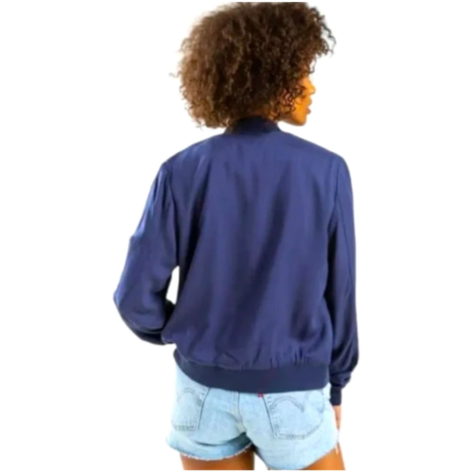 Vintage Francescas Bomber Jacket-Size M Navy Blue Short Sleeve Long Sleeve ZIP Embroidered Patch Roller Blade Ladies Jacket Size M / US 6-8 / IT 42-44 - 3 Thumbnail