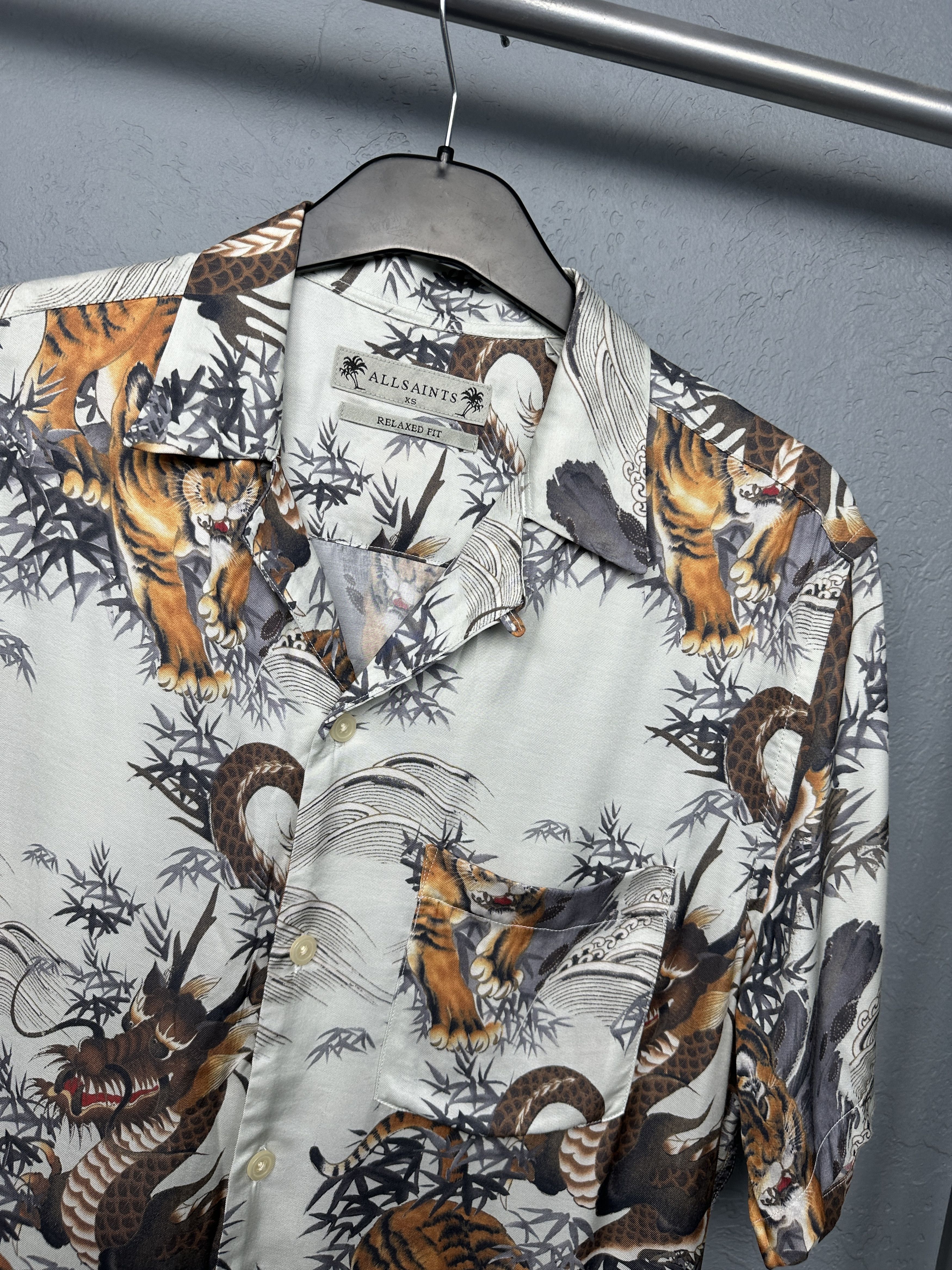 Allsaints Allsaints Mens Kali Hawaiian Shirt Dragon Tiger Size US XS / EU 42 / 0 - 2 Thumbnail