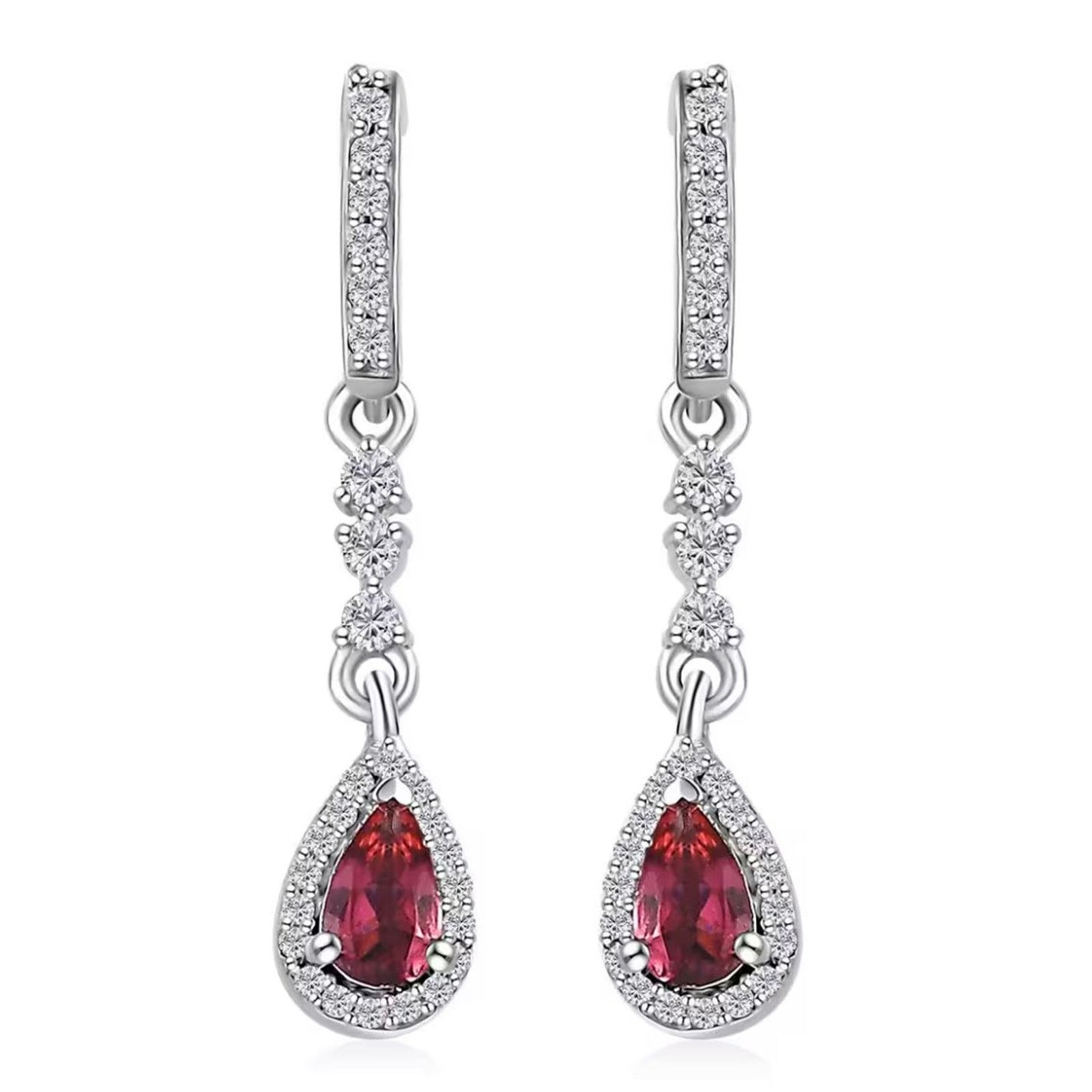 Other Rubellite and zircon earrings in platinum over sterling Size ONE SIZE - 1 Thumbnail