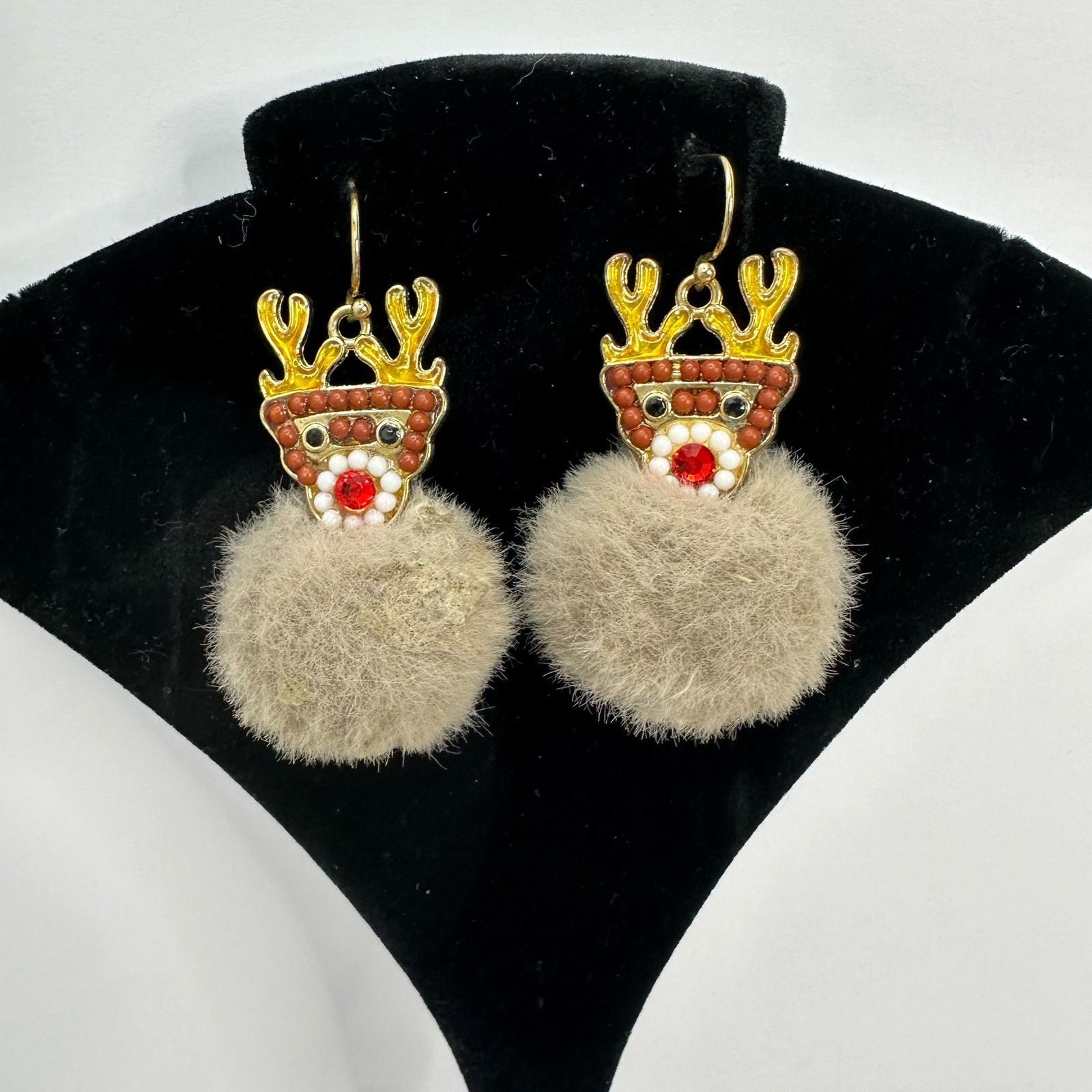 Unknown London Holiday Earrings Reindeer Pom Pom Dangle Drop Christmas Size ONE SIZE - 1 Thumbnail