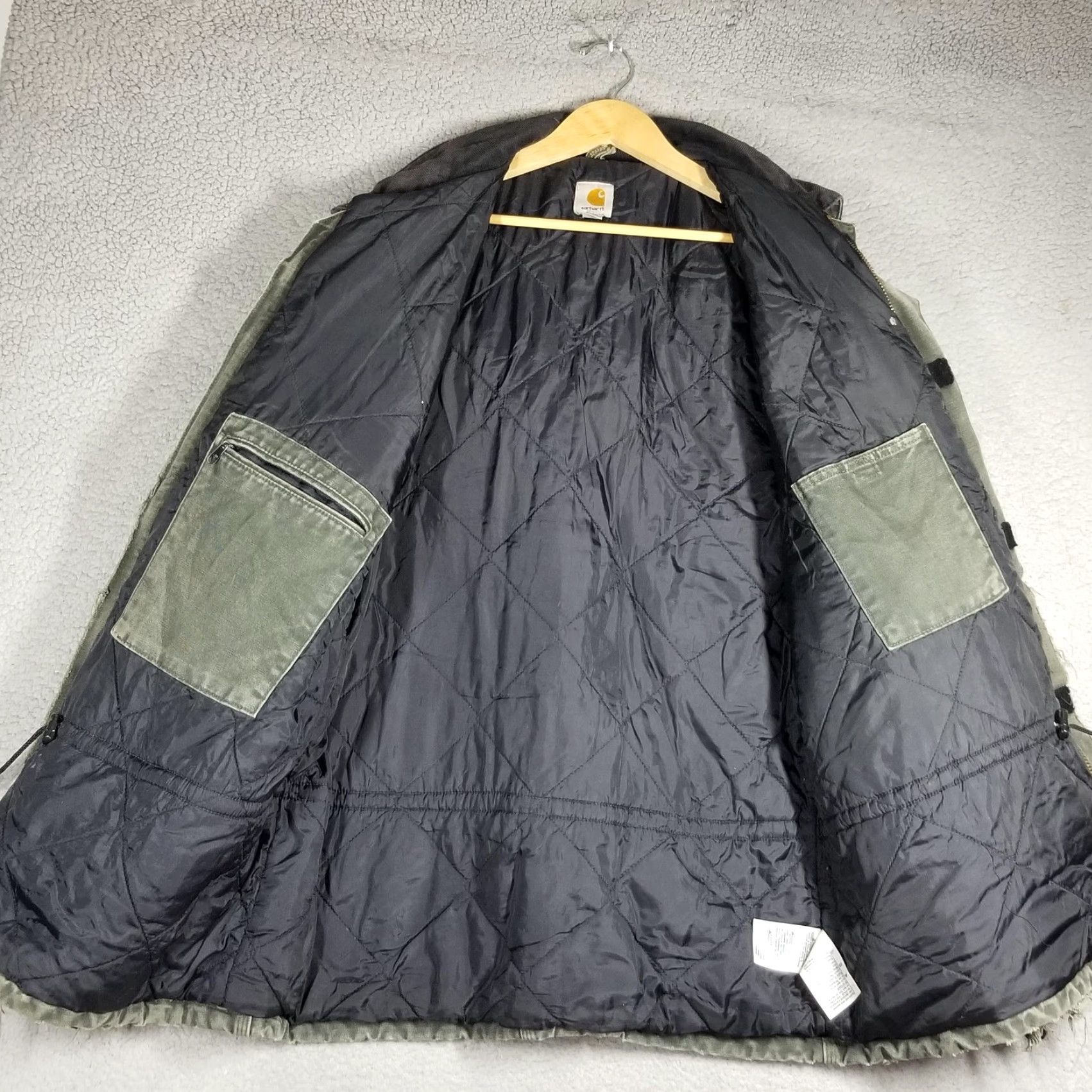 Carhartt VINTAGE Carhartt Coat Mens XLT Green Duck Canvas Quilted Workwear Distressed C23 MOS Size US XL / EU 56 / 4 - 3 Thumbnail