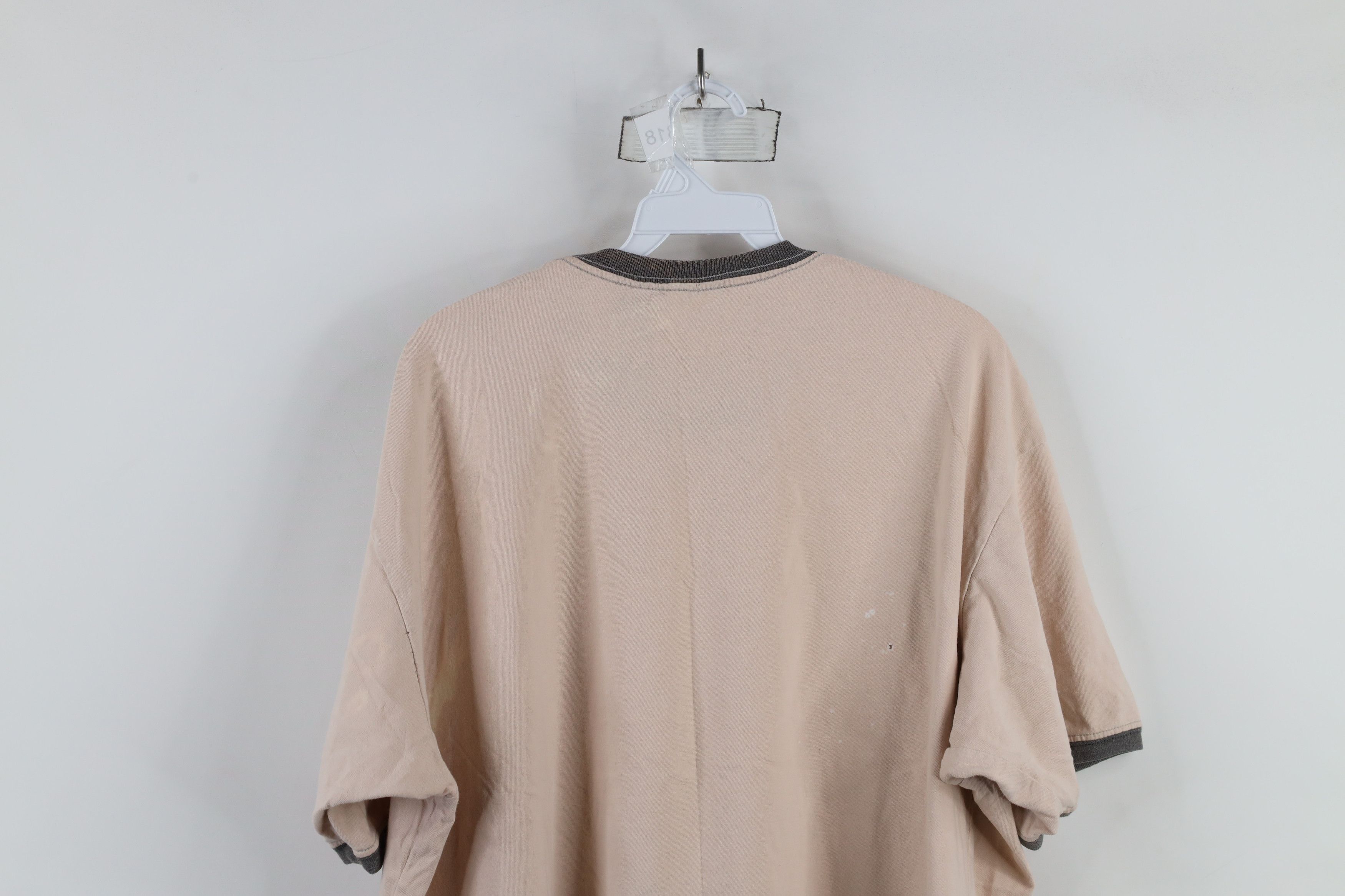 Vintage Vintage 90s Streetwear Short Sleeve Ringer T-Shirt Beige Size US XL / EU 56 / 4 - 14 Thumbnail