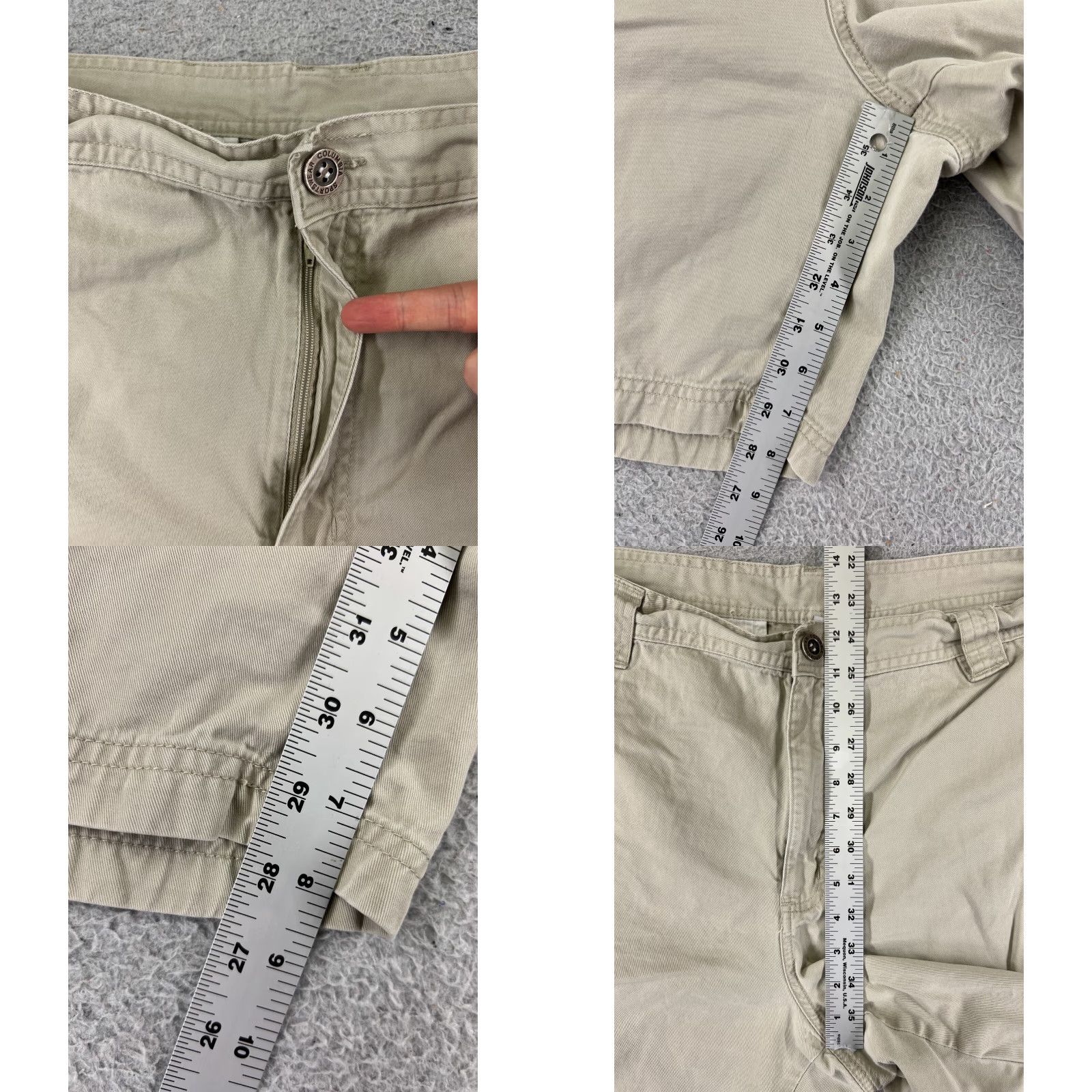 Vintage Columbia Men Cargo Shorts 40 Beige Cotton Twill Hiking Camping Fishing 40x7 Cargo Pocket Belted Regular Inseam 7 in Beige Mens Shorts Size US 40 / EU 56 - 8 Thumbnail