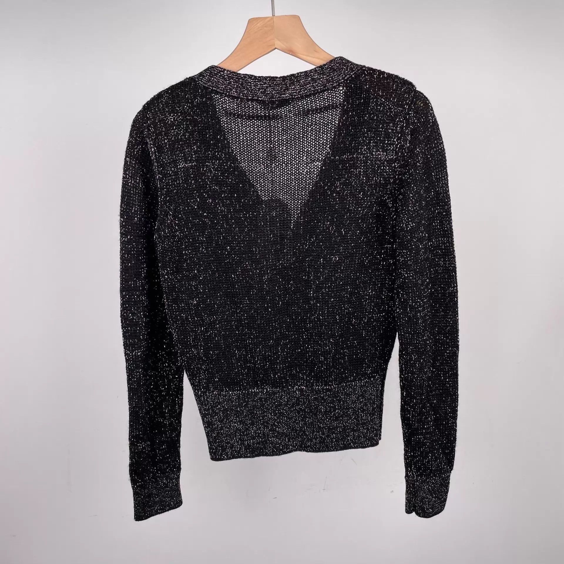 Miu Miu MIU MIU Black Metallic Knit Cardigan Size 38 Size XS / US 0-2 / IT 36-38 - 2 Thumbnail