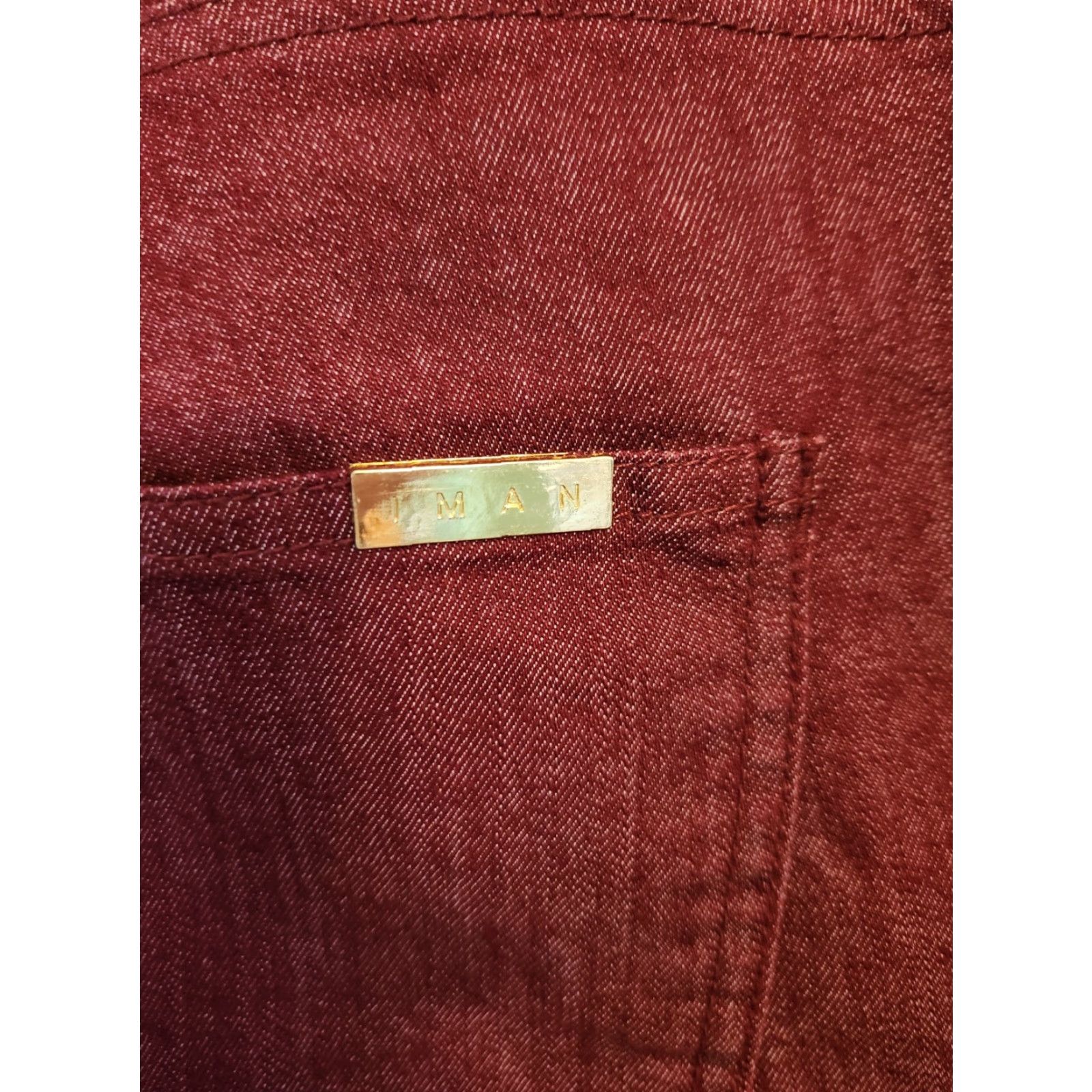 Denime IMAN Wine Pull-on Women's Mid-Rise Stretch Denim Jeans 2X Short Straight Leg Jeans Women Plus Size Wine Denim Straight Leg Size 40" / US 18 - 6 Thumbnail
