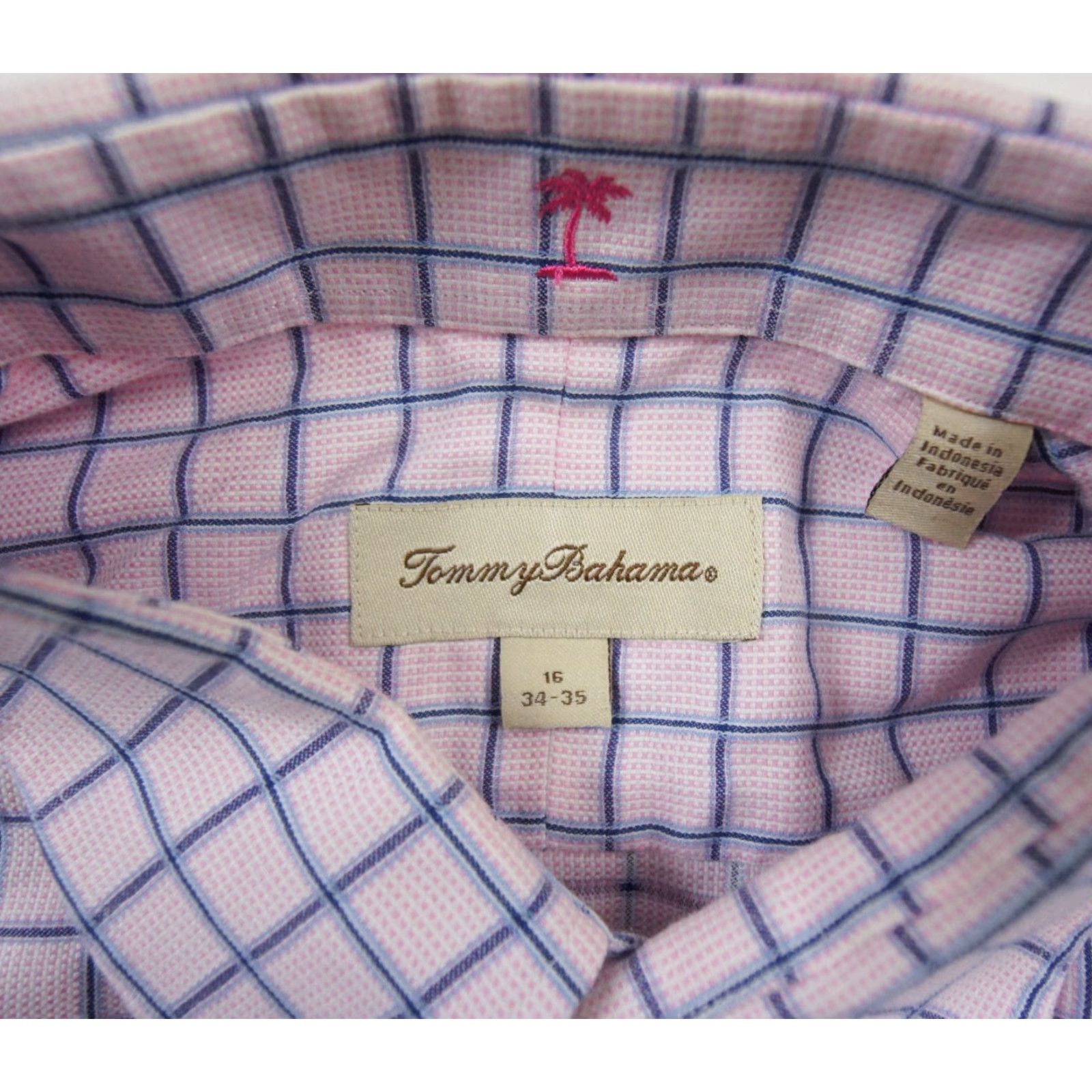 Tommy Bahama Tommy Bahama Men's Long Sleeve Button-Up Shirt 16 34-35 Pink Cotton Dress Casual Business Work Size 42R - 5 Thumbnail