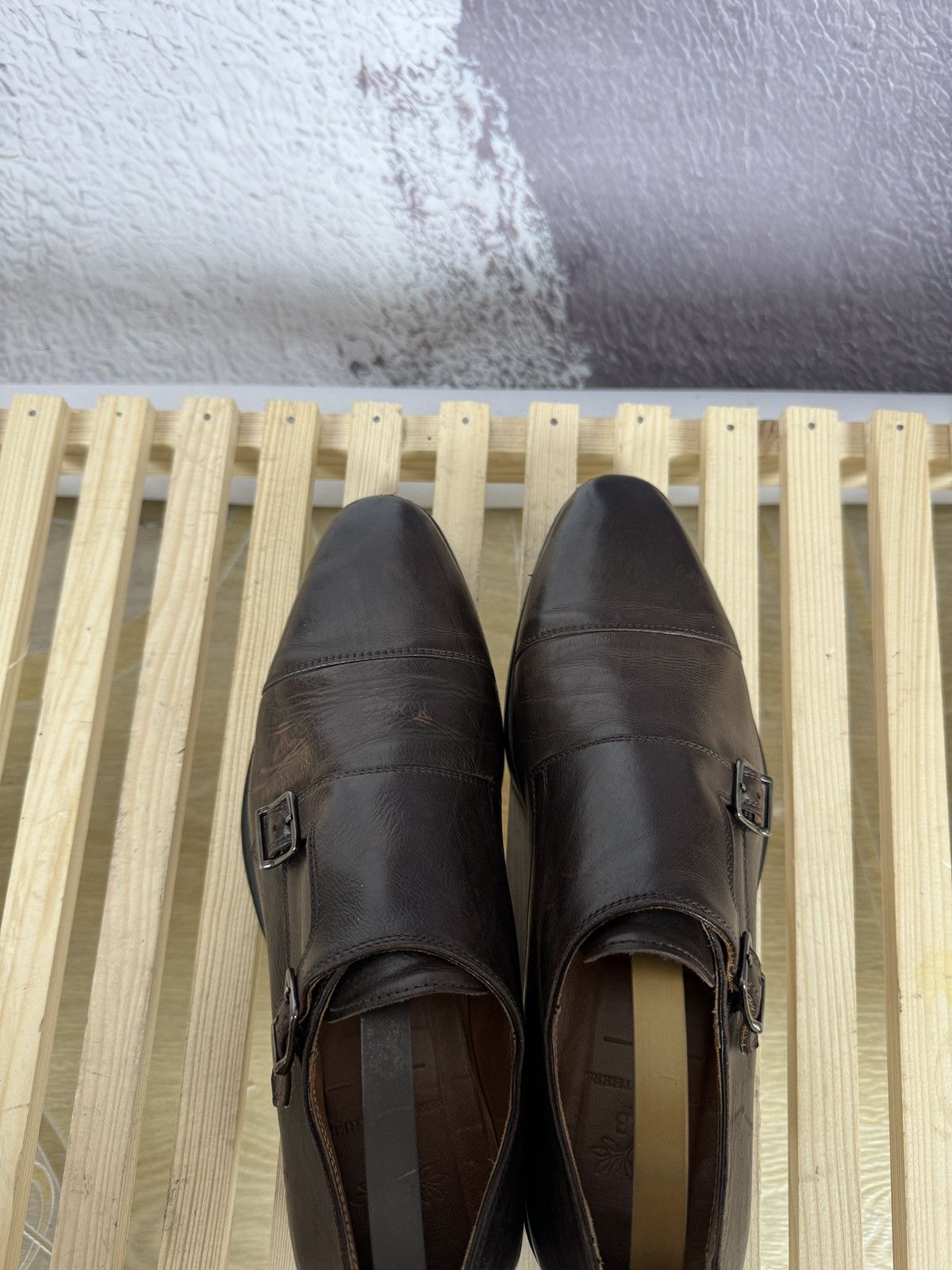 Genuine Leather Benci Broether Leather double monk brown casual shoes formal Size US 9.5 / EU 42-43 - 14 Thumbnail