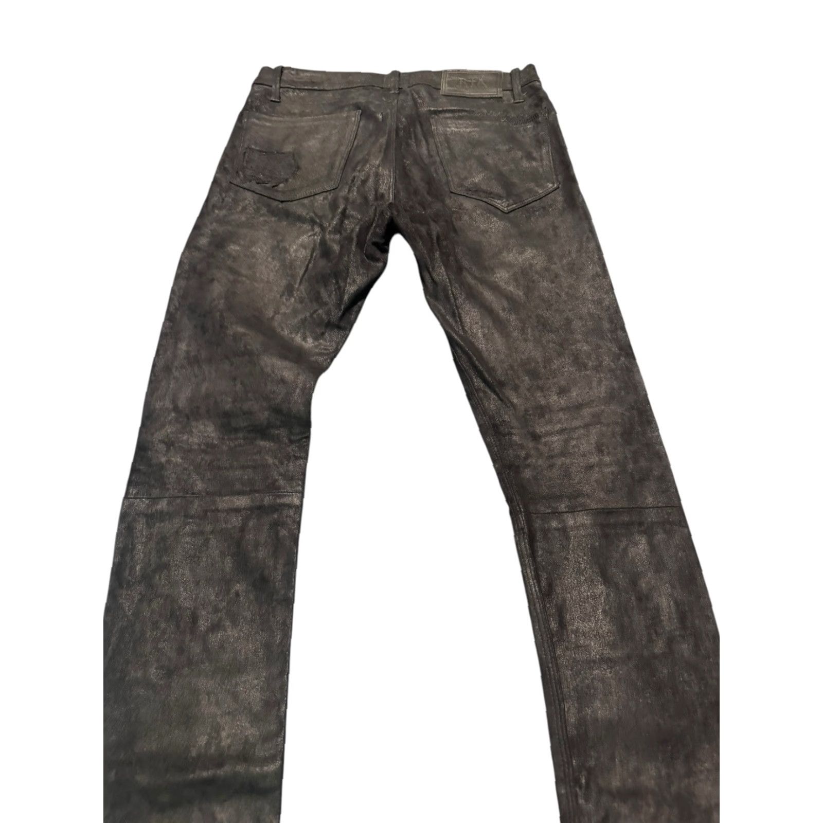 Vintage VINTAGE Road To Awe Lambskin Leather Mid Rise Skinny Pants Jeans 29x32 Black Size 29" - 6 Thumbnail