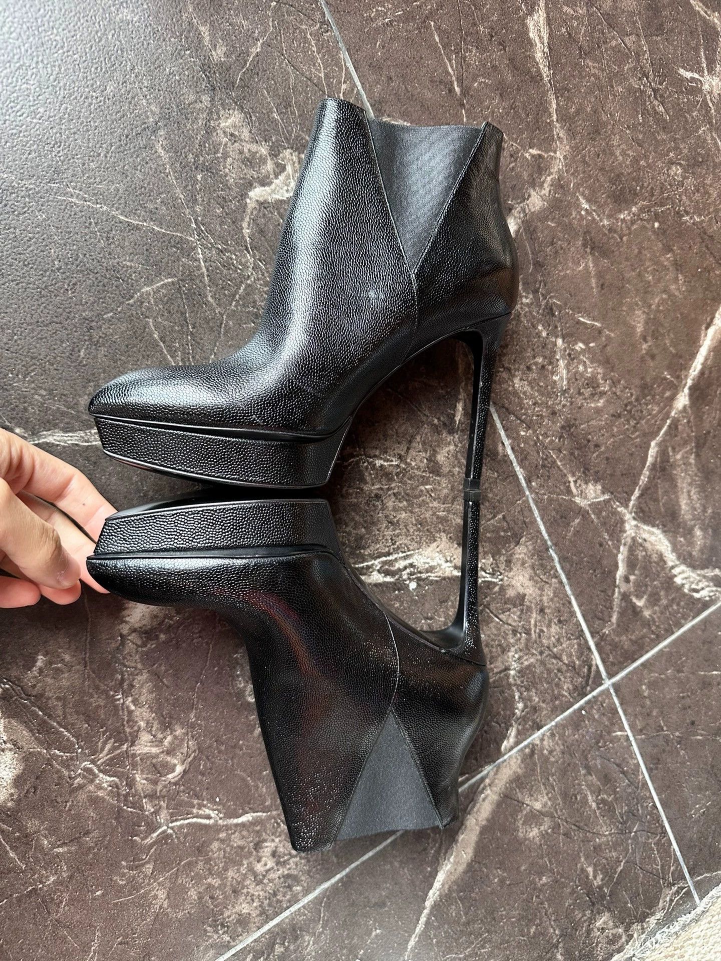 Saint Laurent Paris SAINT LAURENT Caviar Pointed Toe Short Boots Black Size US 5.5 / IT 35.5 - 3 Thumbnail