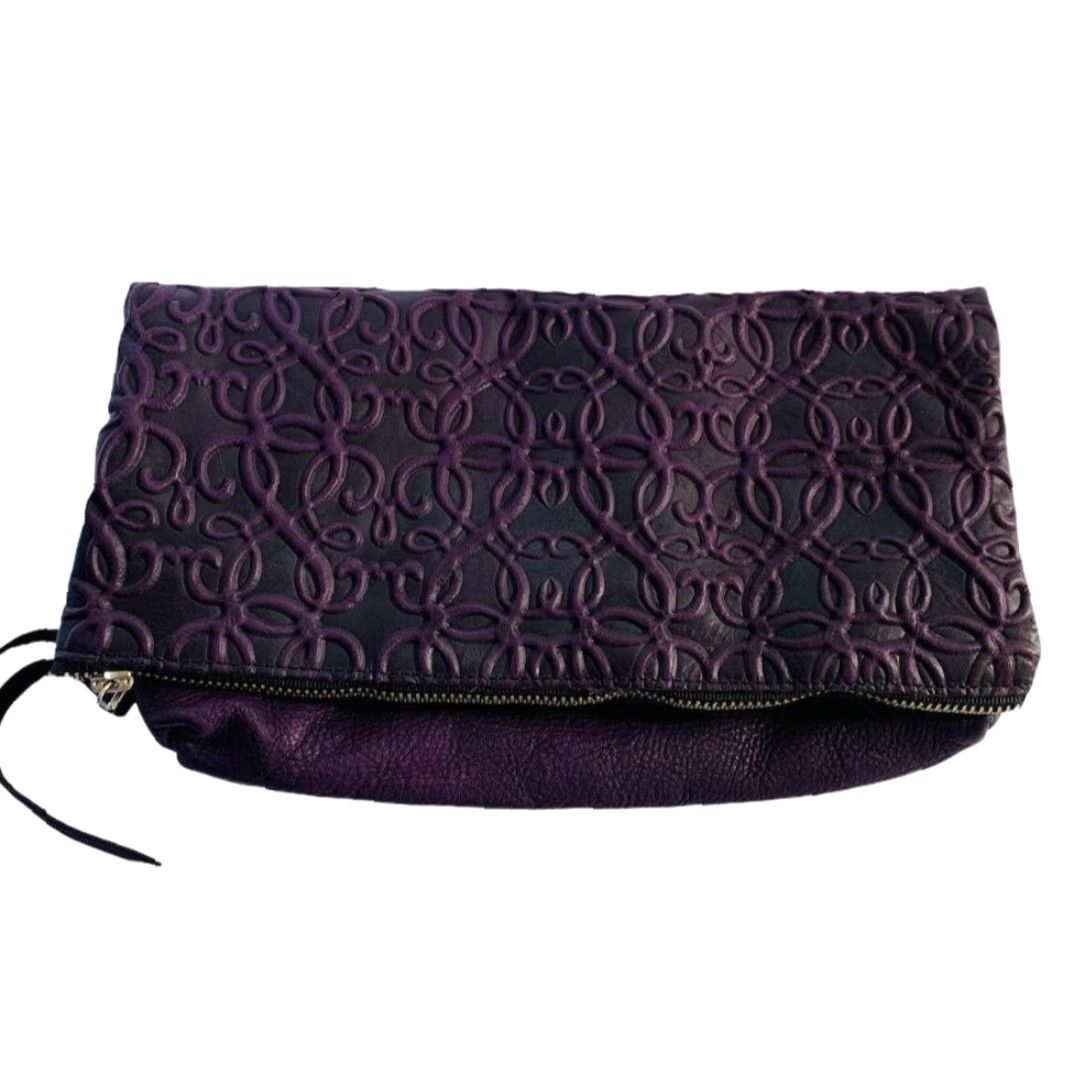 Vintage Alex + Ani Foldover Gabriel Clutch Purple Embossed Leather with Card Case Women Size ONE SIZE - 2 Thumbnail