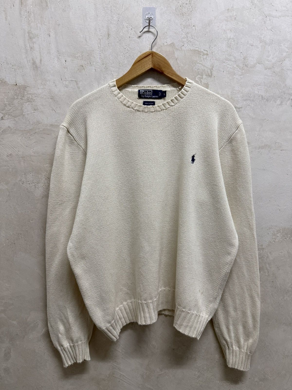 Polo Ralph Lauren 2000s Polo Ralph Lauren Cream Small Pony Knit Sweater Size US L / EU 52-54 / 3 - 1 Thumbnail