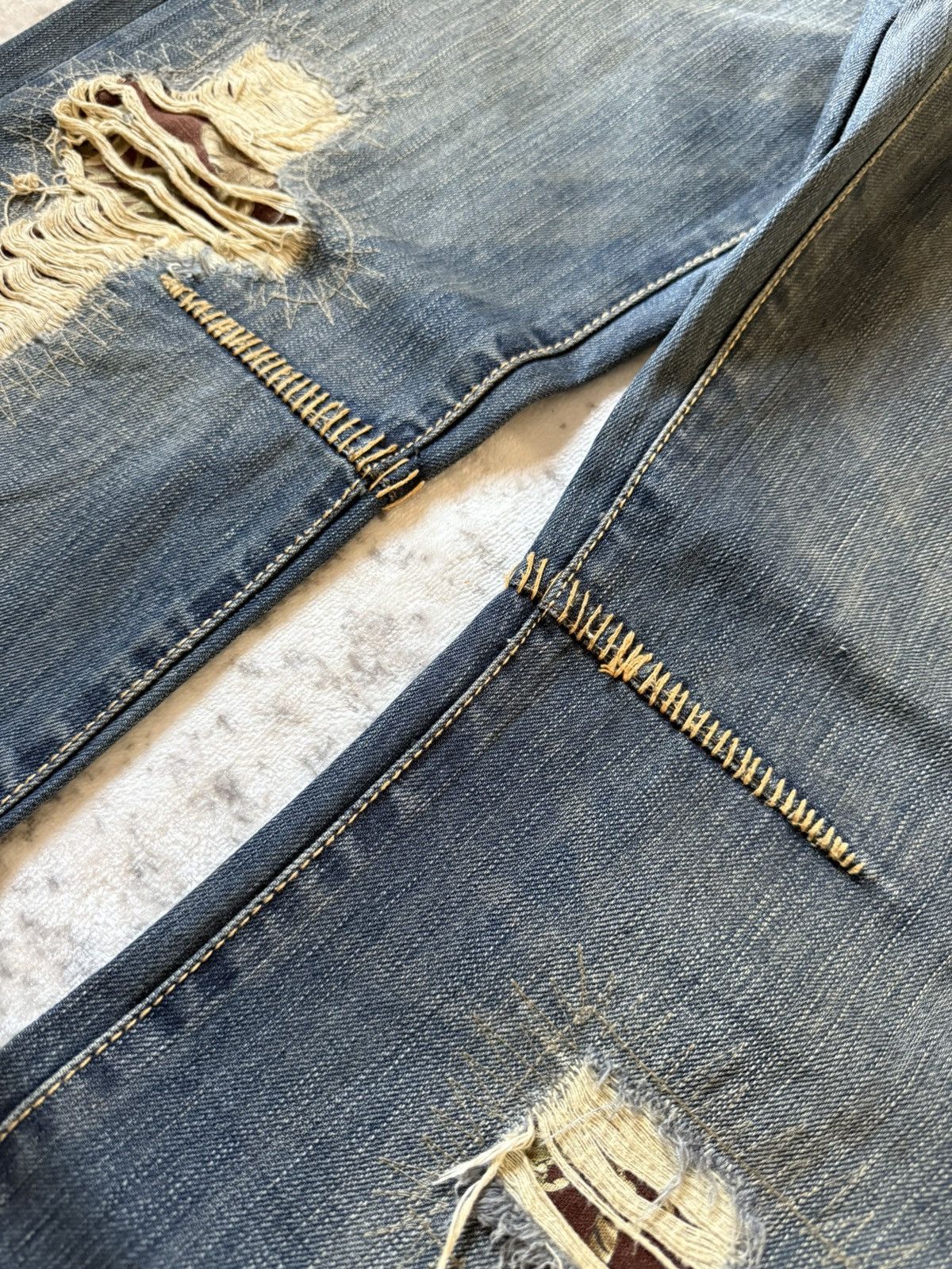 Japanese Brand Osaka Big Train Japan Over Stitch Boro Yakuza Jeans Size US 32 / EU 48 - 15 Thumbnail