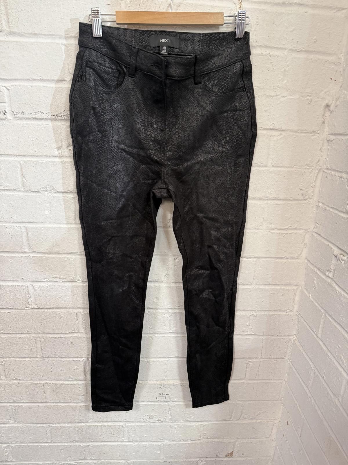 NEXT Next Black Faux Leather Snake Print Skinny Trousers UK Size Size 27" / US 4 / IT 40 - 1 Thumbnail