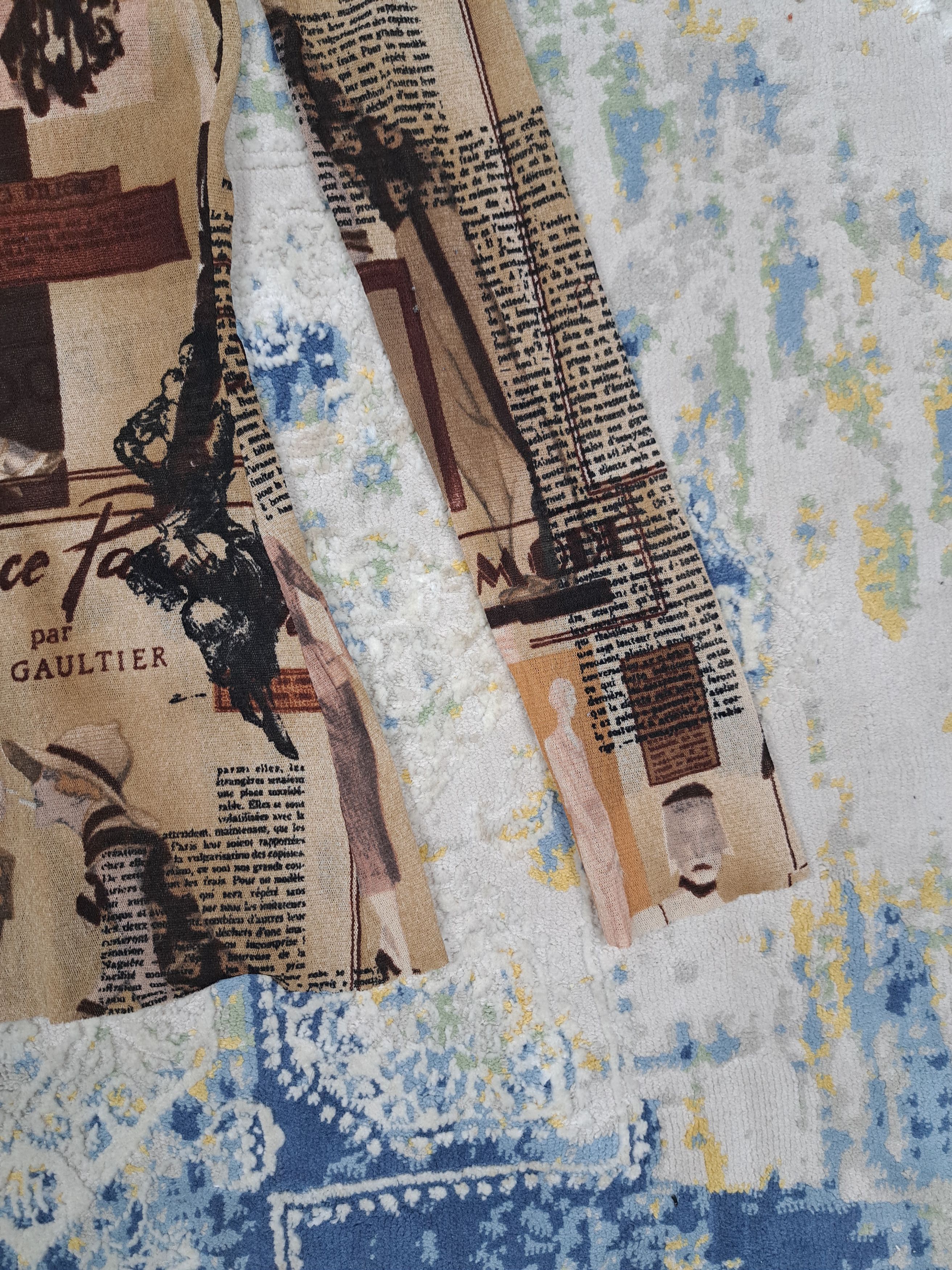 Jean Paul Gaultier SS 1996 JPG Belle Epoque Gazette Mesh Top Longsleeve Size S / US 4 / IT 40 - 14 Thumbnail