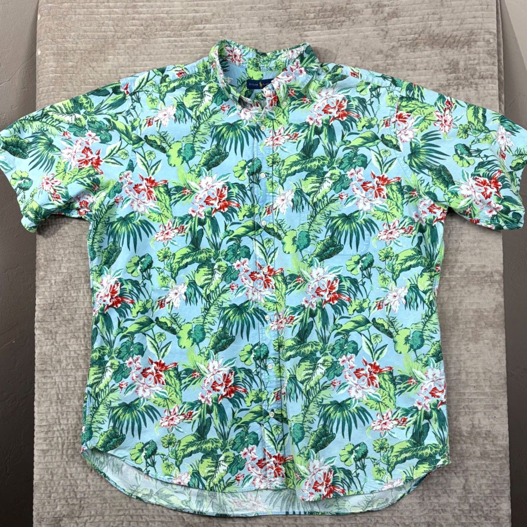 Ralph Lauren Ralph Lauren 3XLT Tropical Floral Button Down Shirt Blue Cotton Big & Tall Casual Size US XXL / EU 58 / 5 - 2 Thumbnail