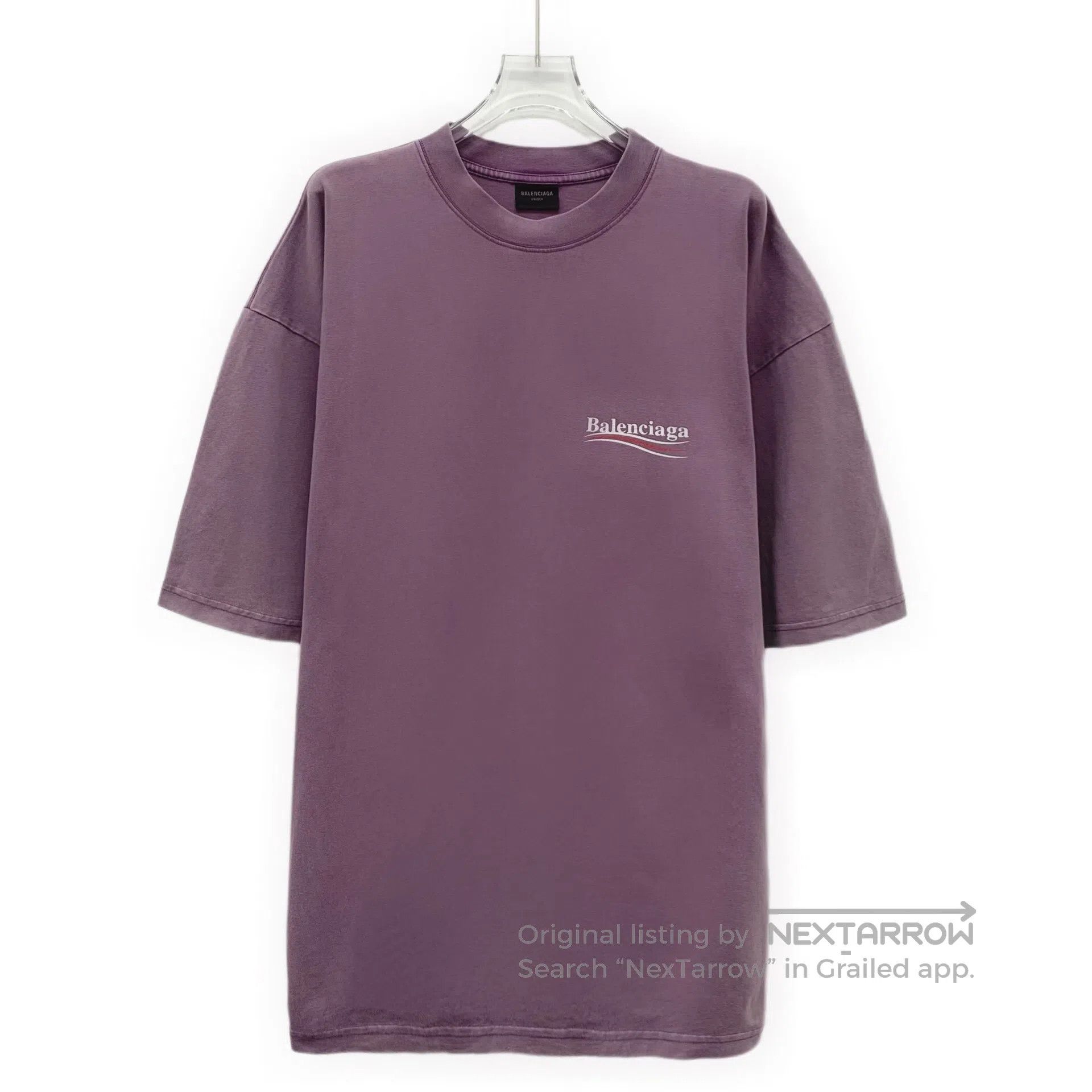 Balenciaga Balenciaga Purple Logo Letter Print Cotton Round Neck Shor Size US XL / EU 56 / 4 - 1 Thumbnail
